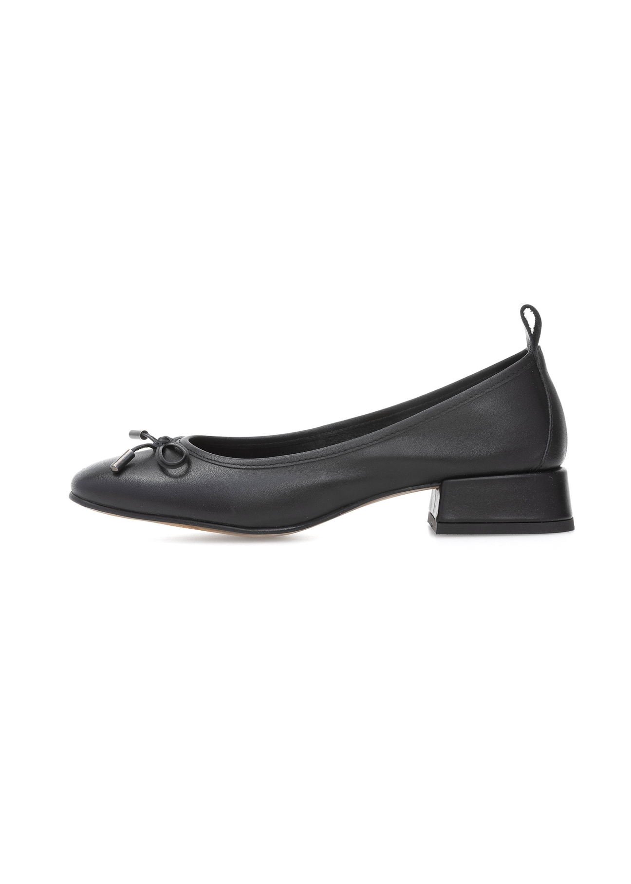 Black leather high-heeled ballet flats BUTYD-1167-99(W25), side view of the product on a white background.