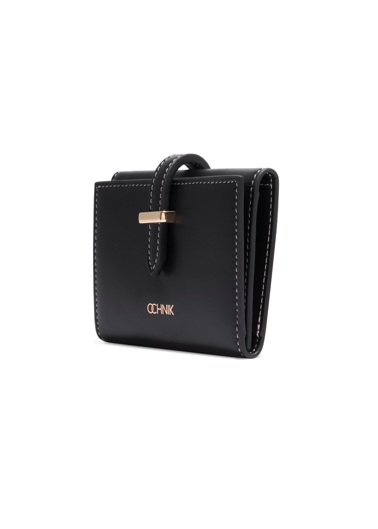 Black leather women's wallet PORES-1007-99(Z26), diagonal product view on white background.