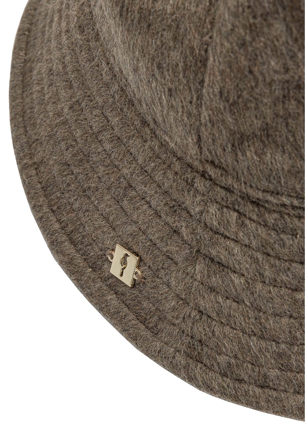 Brown women's hat with wool CZADT-0214-89(Z25), close-up of the product detail on a white background.