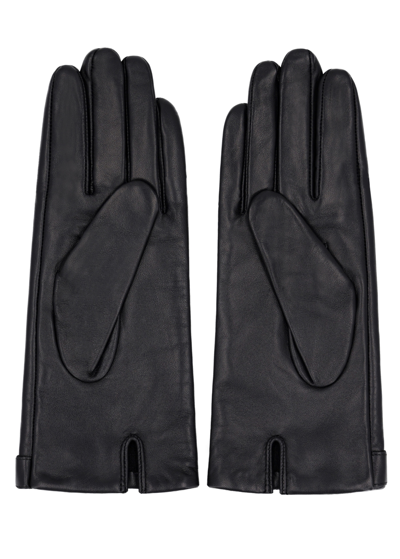 Black women's leather gloves REKDS-0104-99(Z26), front product view on white background.