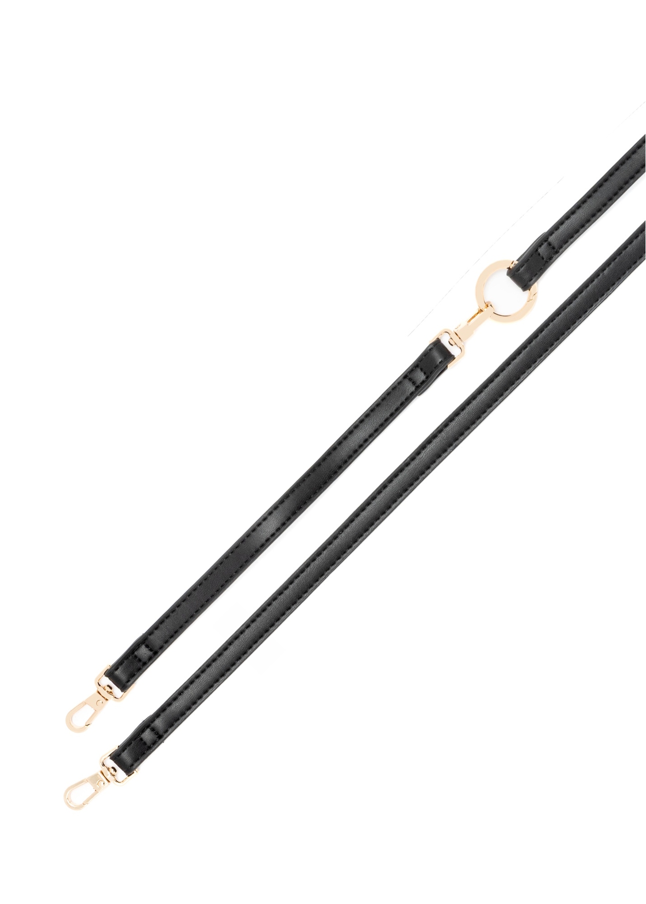 Black women's wallet with strap POREC-0431-99(W26), product strap view on white background.