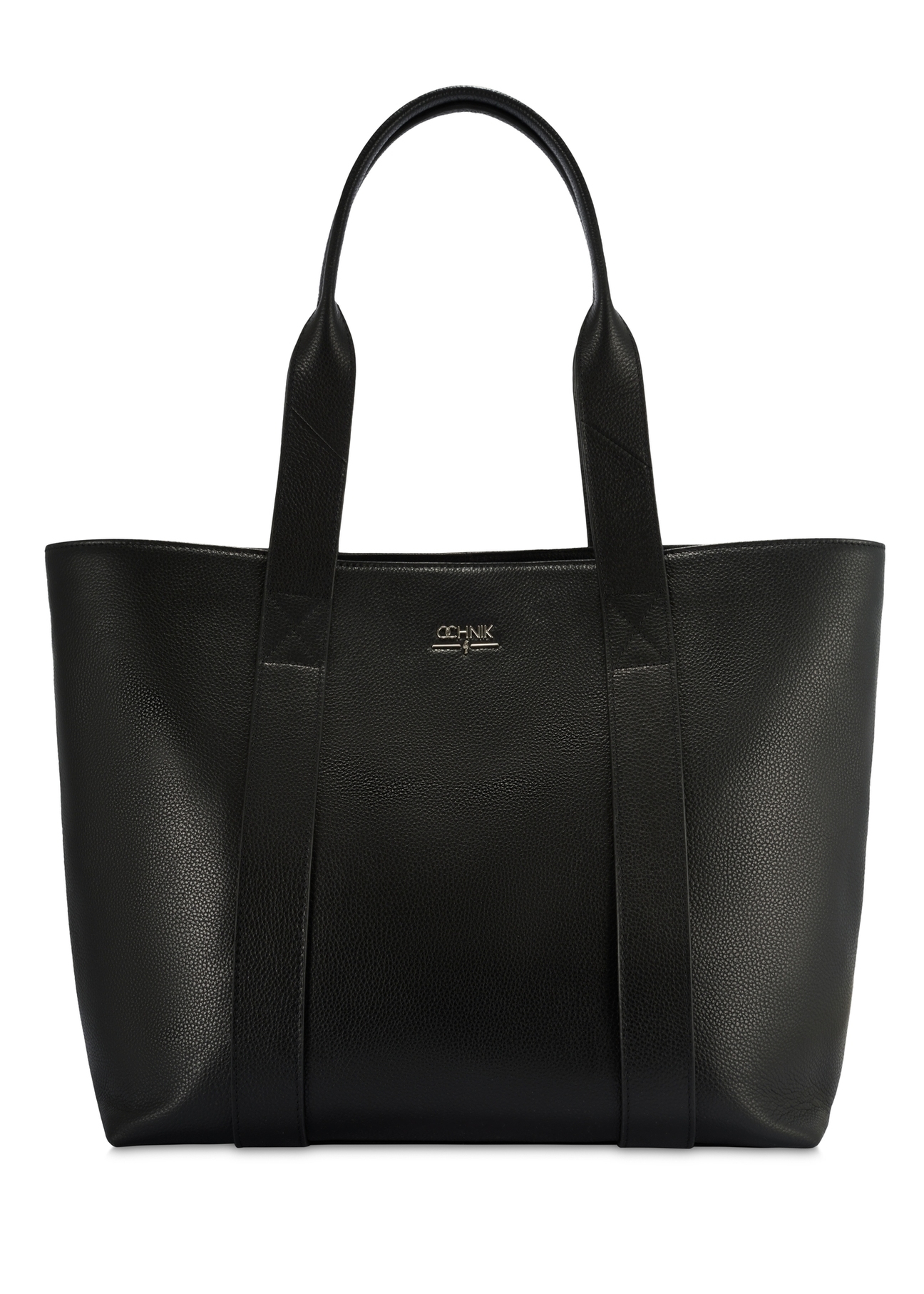 Black elegant women's shopper bag TORES-1200-99(Z25), product view from the front on a white background.