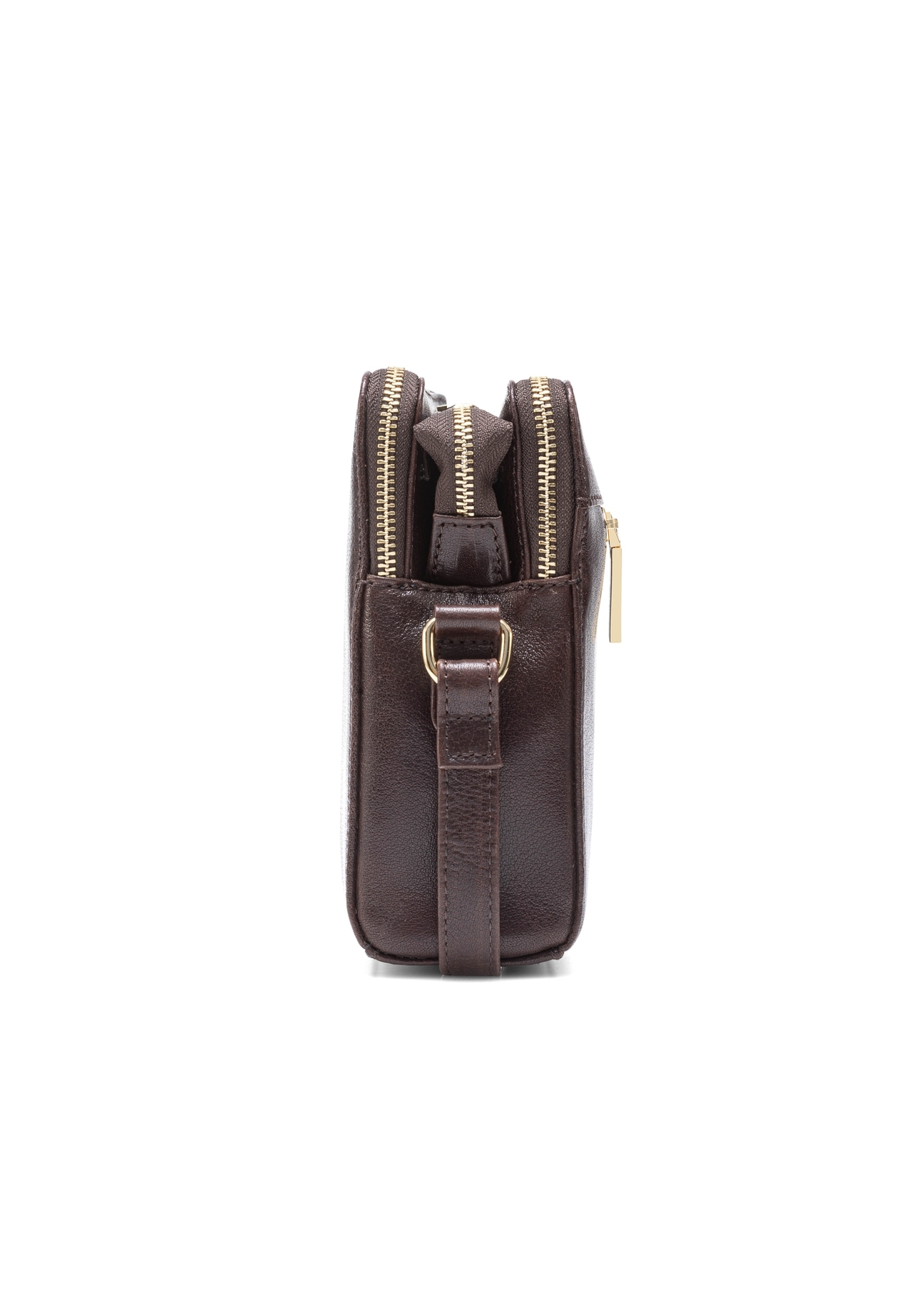 Brown leather women's handbag TORES-1141-89(Z25), product view from the side on a white background.