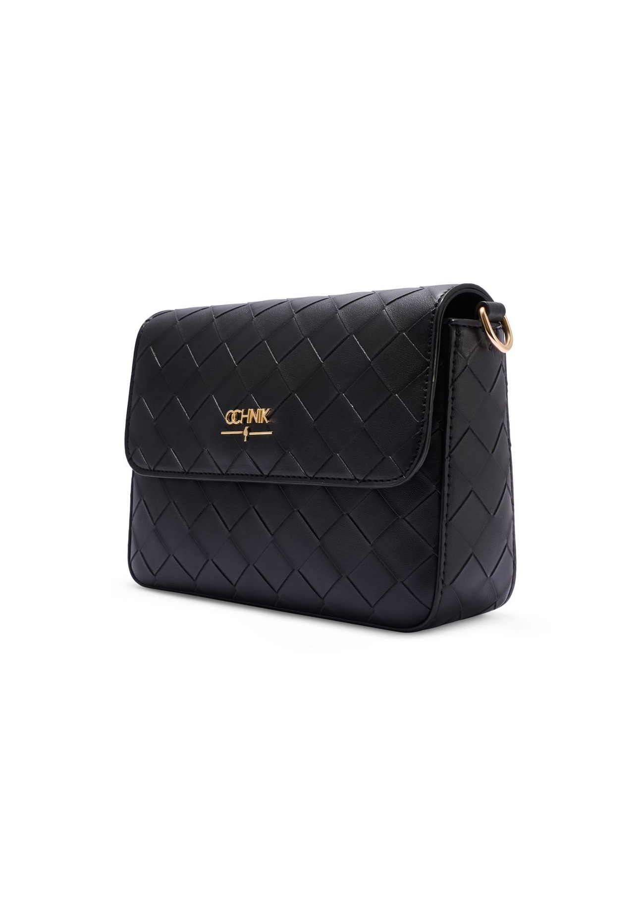 Black woven women's handbag TOREC-0767-9P(W26) - diagonal product view, on a white background.