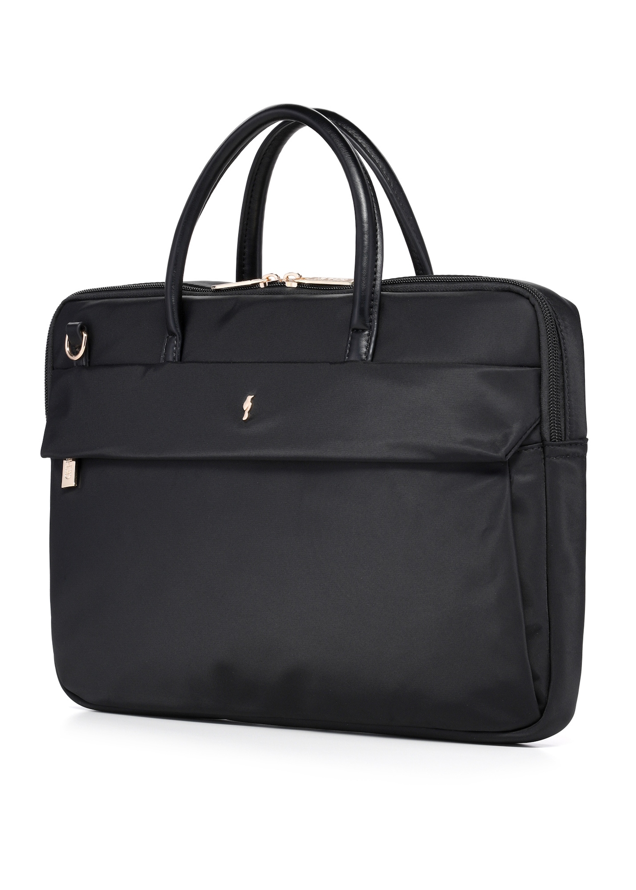 Black women's laptop bag TOREN-0344-99(W26), diagonal product view on white background.