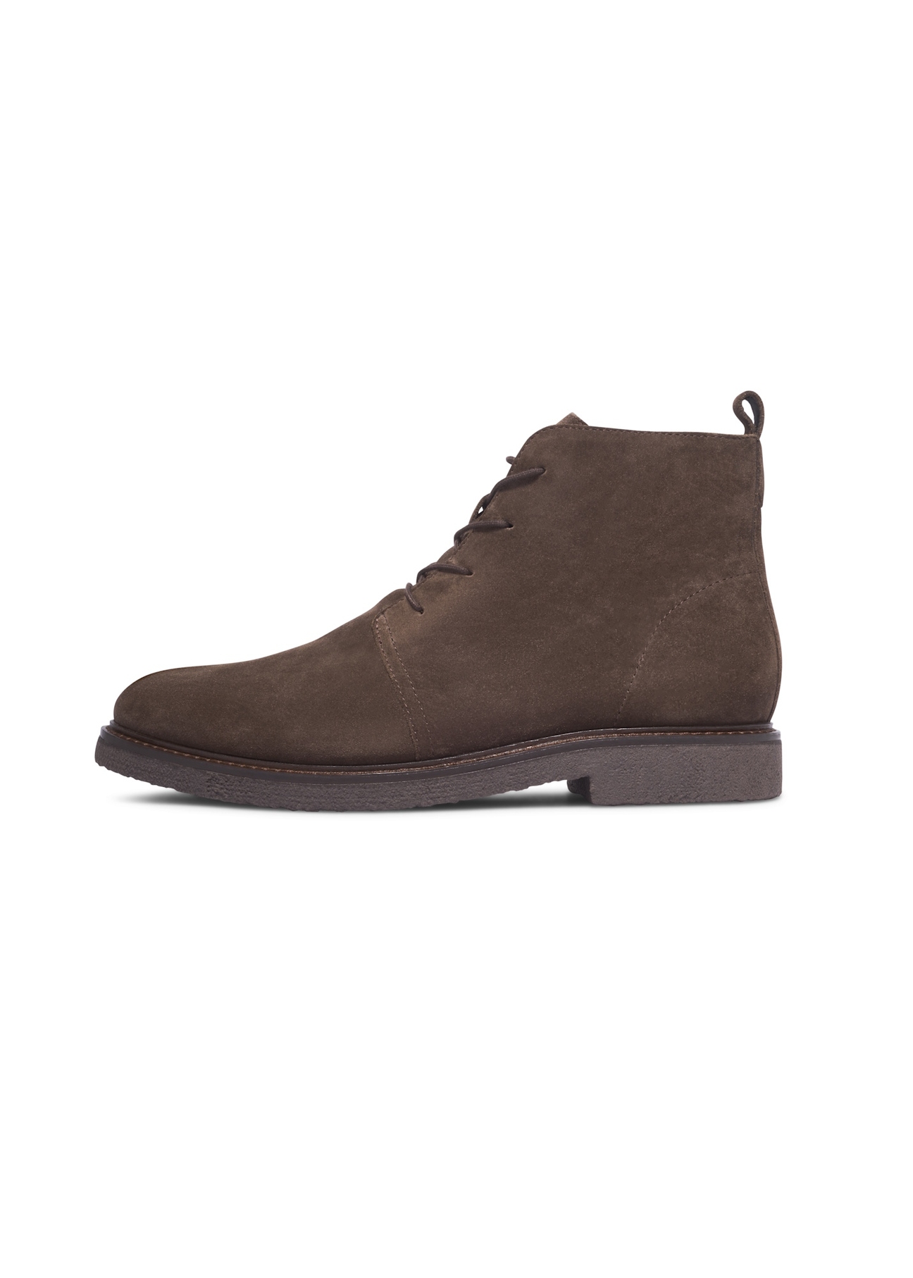 Dark brown suede men's ankle boots BUTYM-0545-1I(Z26), side view of the product on a white background.