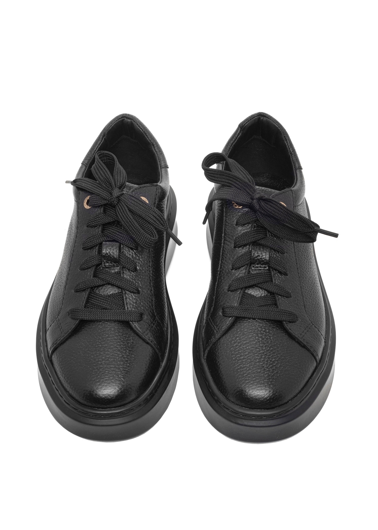 Women's leather shoes in black color BUTYD-1284-9I(Z26), front product view on white background.