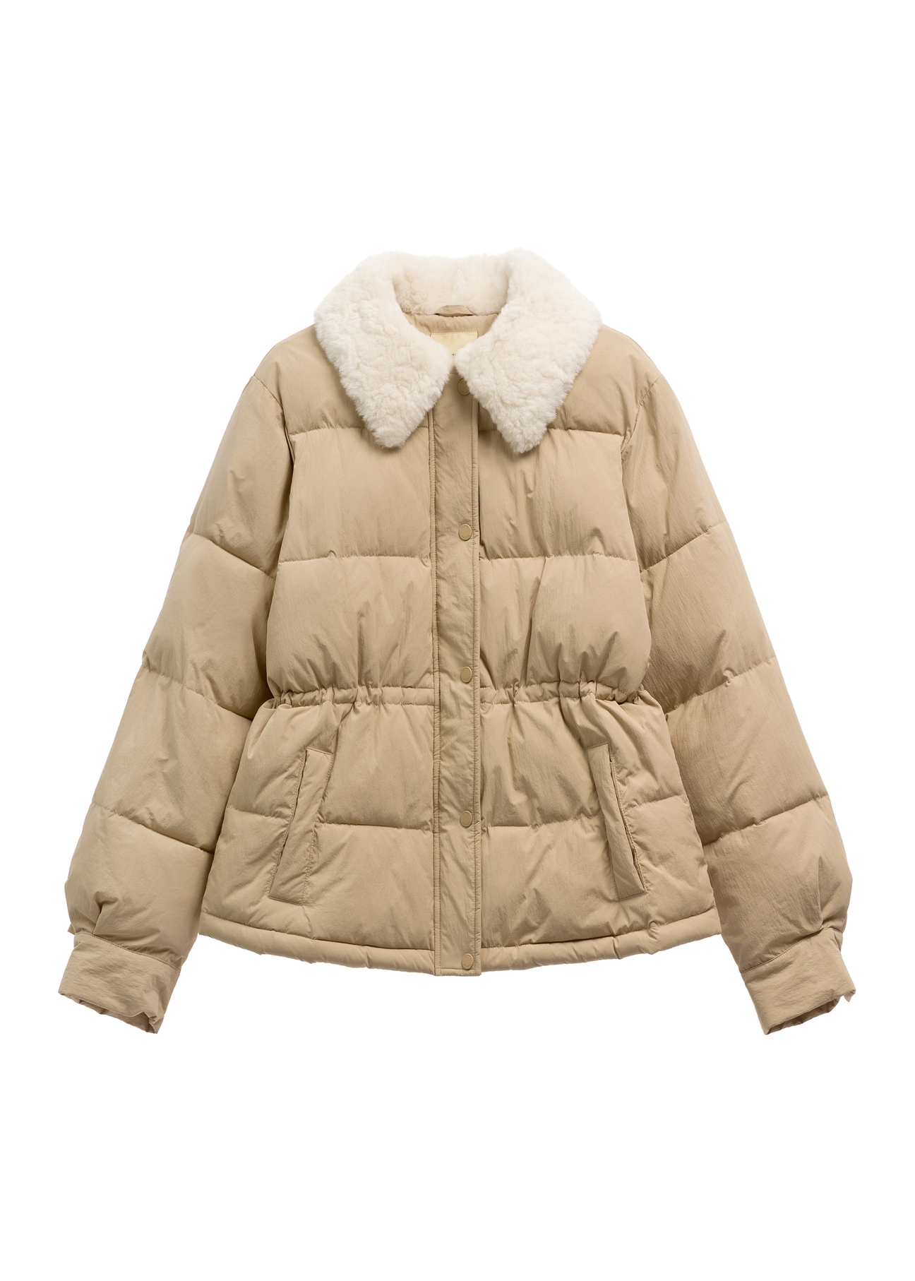 Short beige women's jacket KURDT-0695-1B(Z26)
