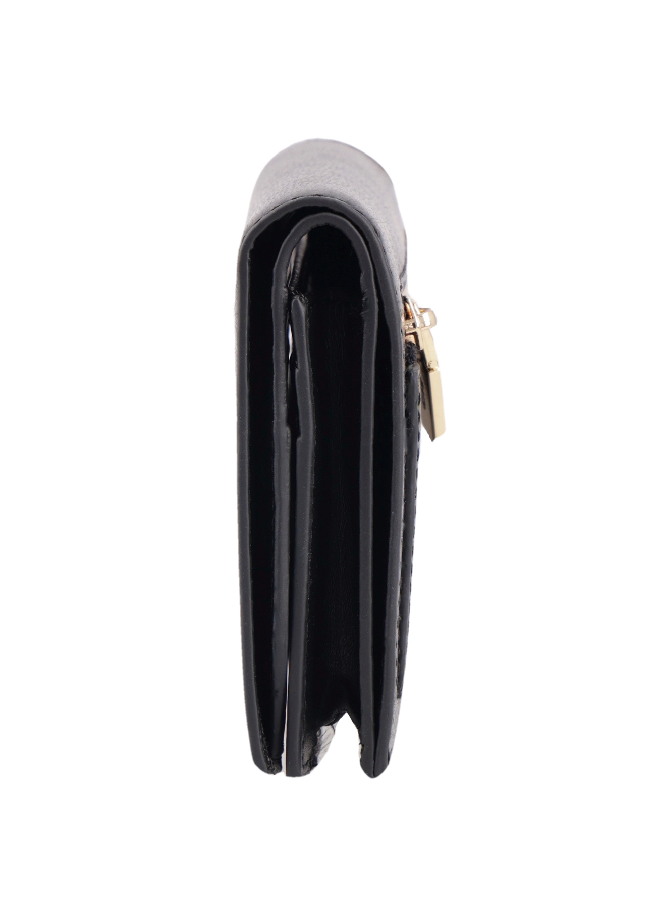 Black leather women's wallet PORES-1010-99(Z26) - side view of the product, on a white background.