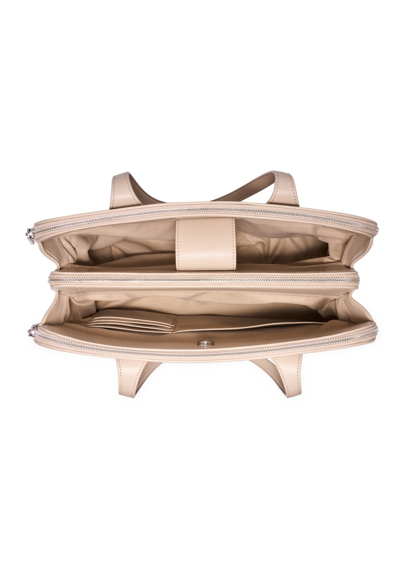 Large ecru handbag TOREC-1323-0B(Z26) - product view from above, on a white background.
