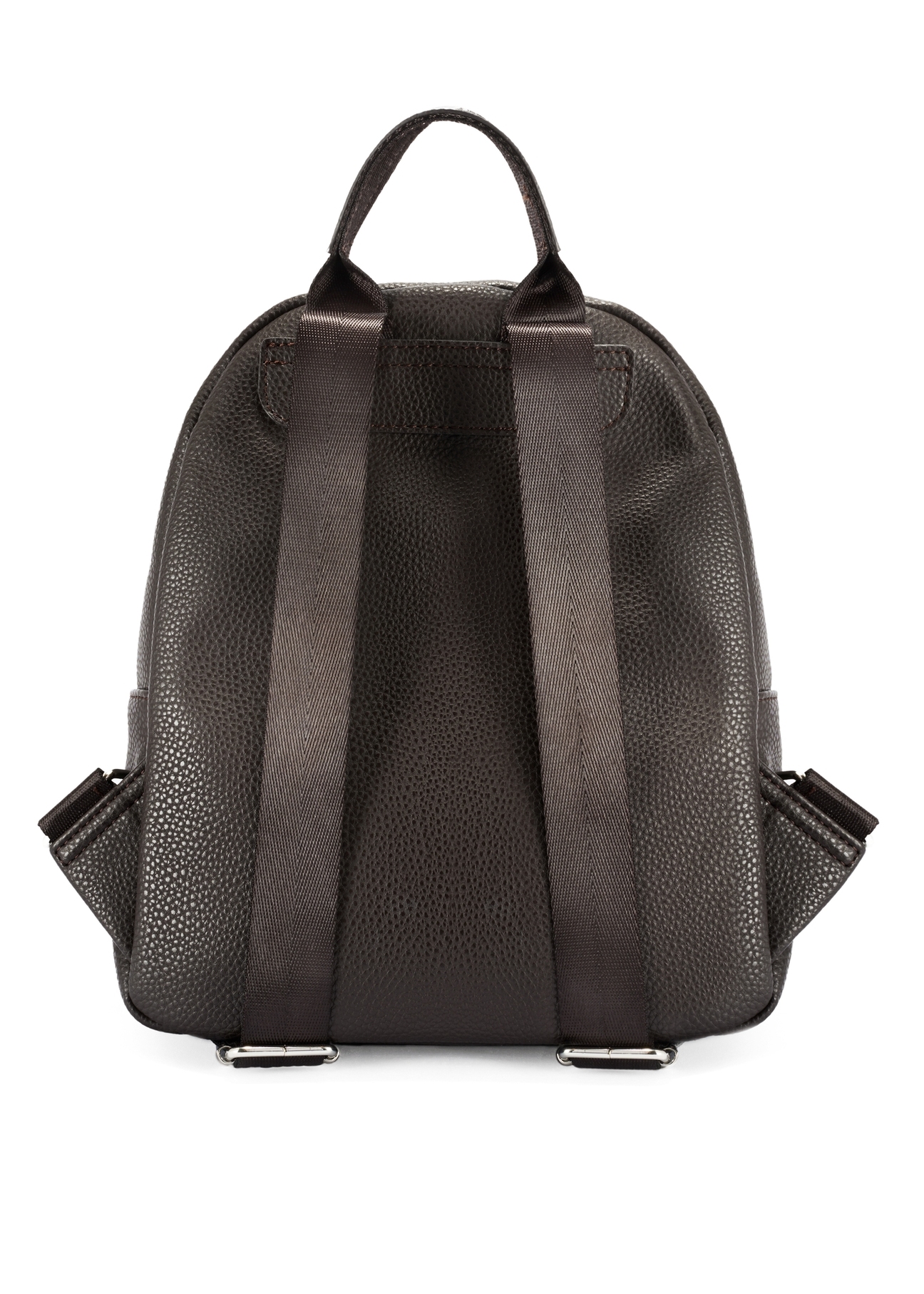 Dark brown women's backpack TOREC-0996A-89(Z25), product view from the back on a white background.