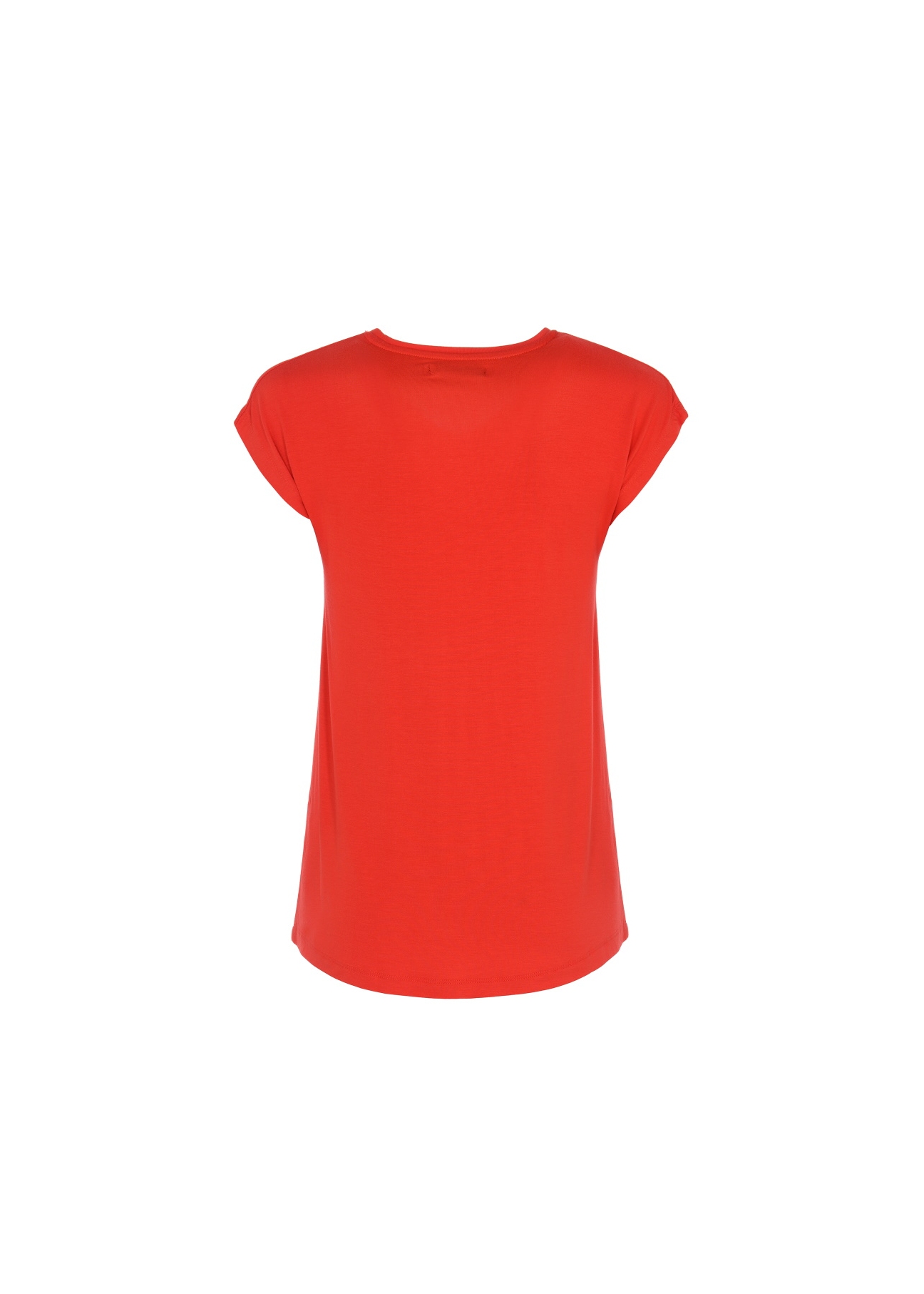 Czerwony T-shirt damski ze srebrną wilgą TSHDT-0051-42(W20)-02
