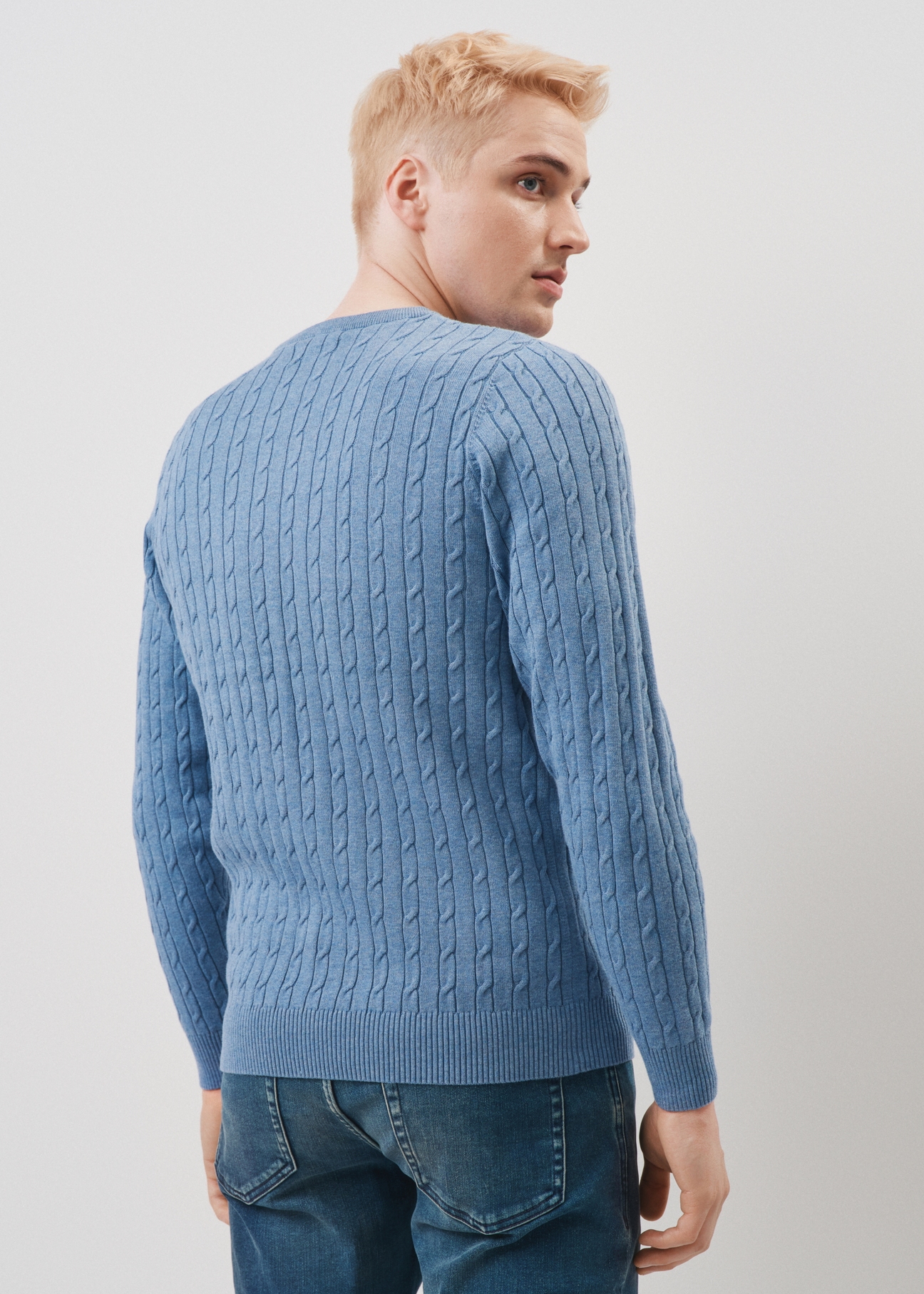 Men's cotton blue sweater SWEMT-0134-62(Z23)-02