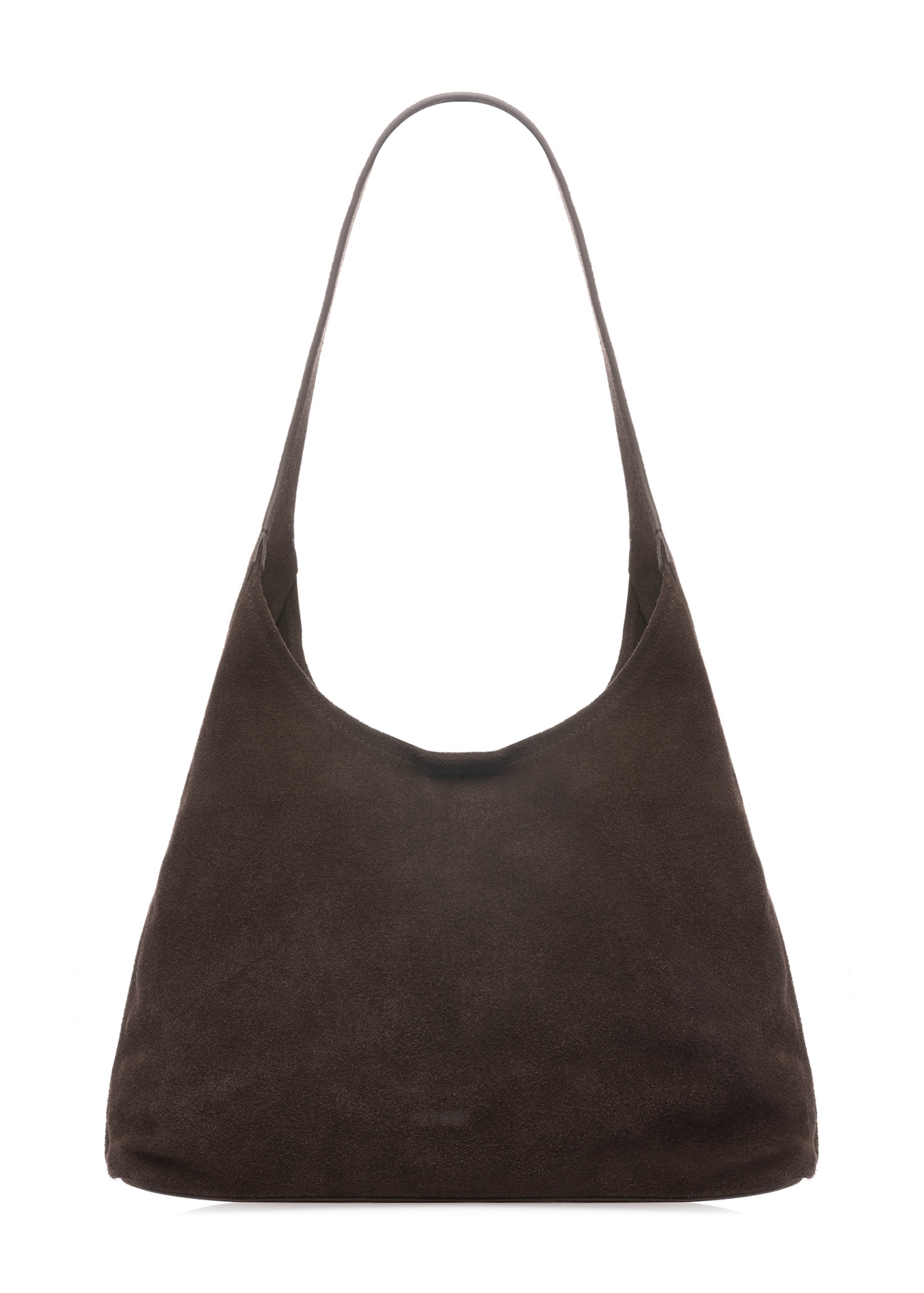 Brown suede women's handbag TORES-1308-1I(W26), front product view on white background.