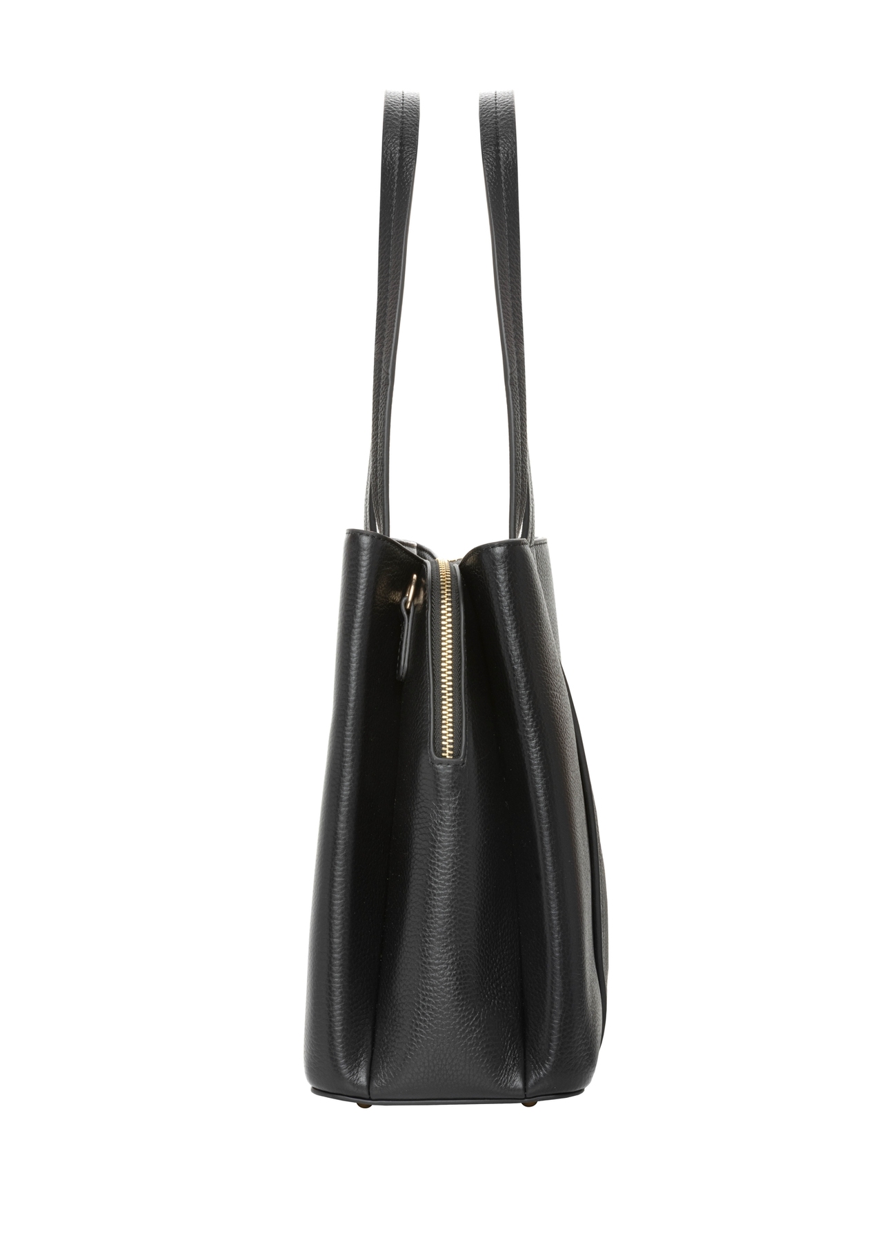 Black leather shopper bag TORES-1342-9I(Z26). Side view on a white background.
