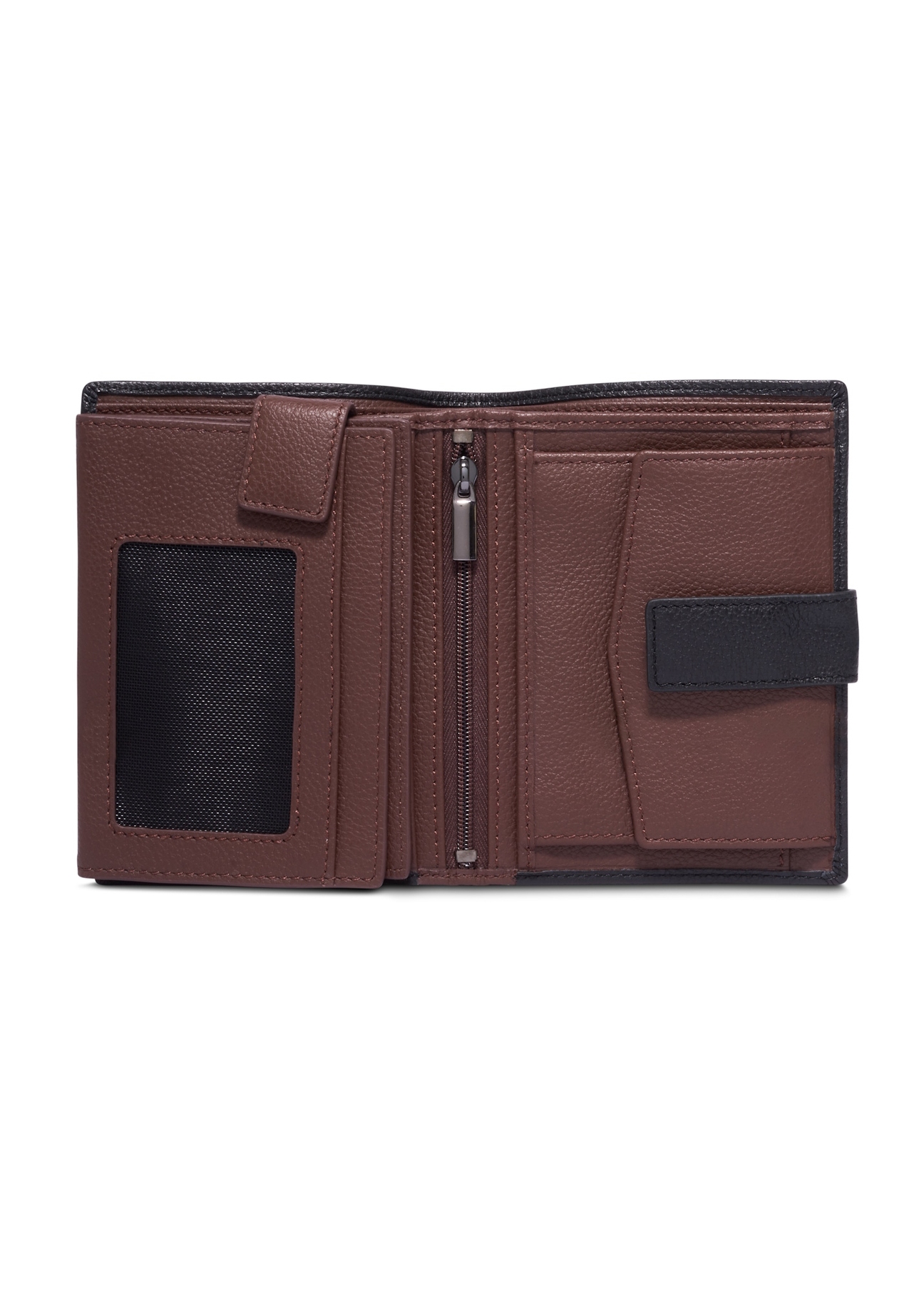 Black men's leather wallet PORMS-0720-99(Z26), product view inside on white background.