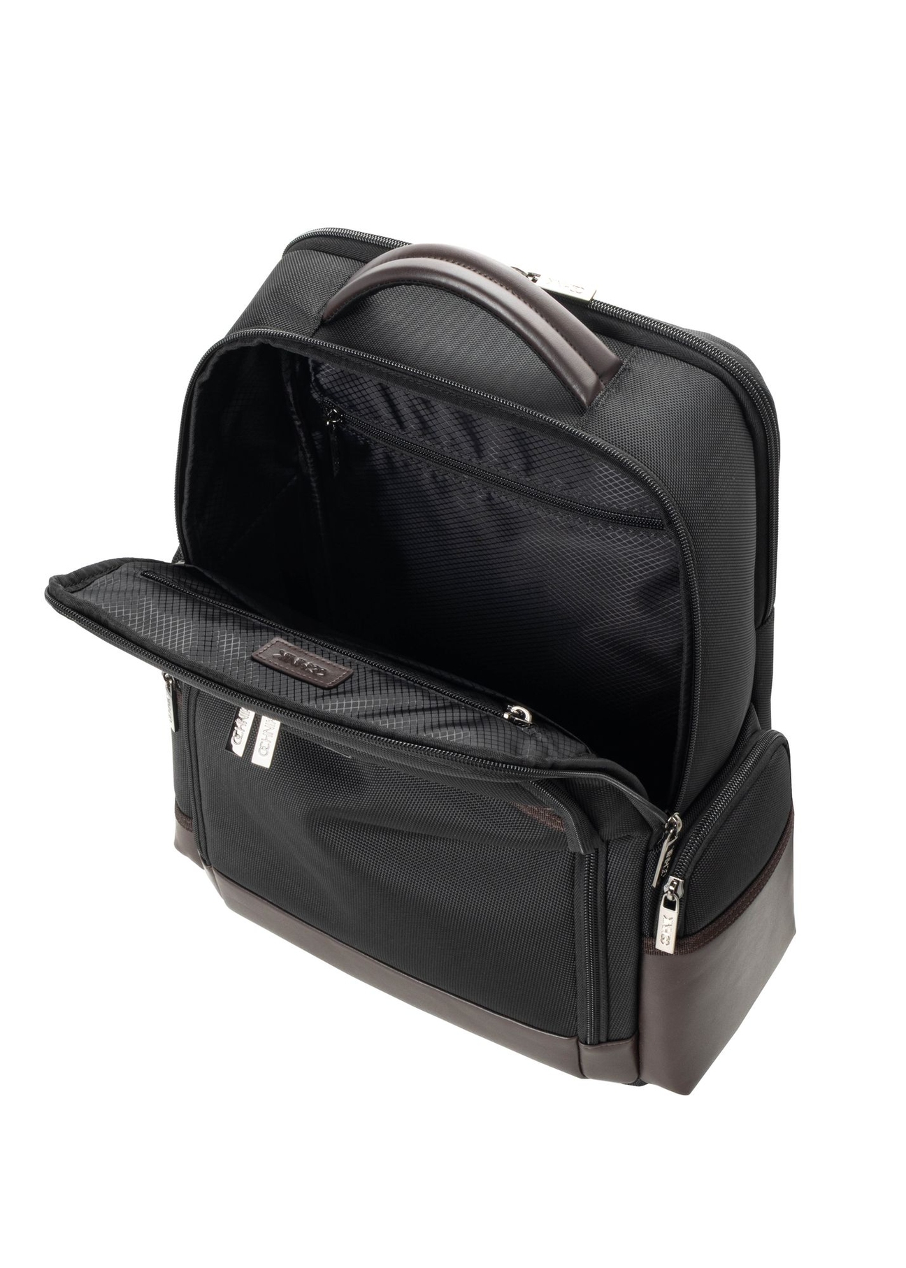 Black large men's backpack TORMN-0435-9J(Z26) - diagonal view of the product, on a white background.