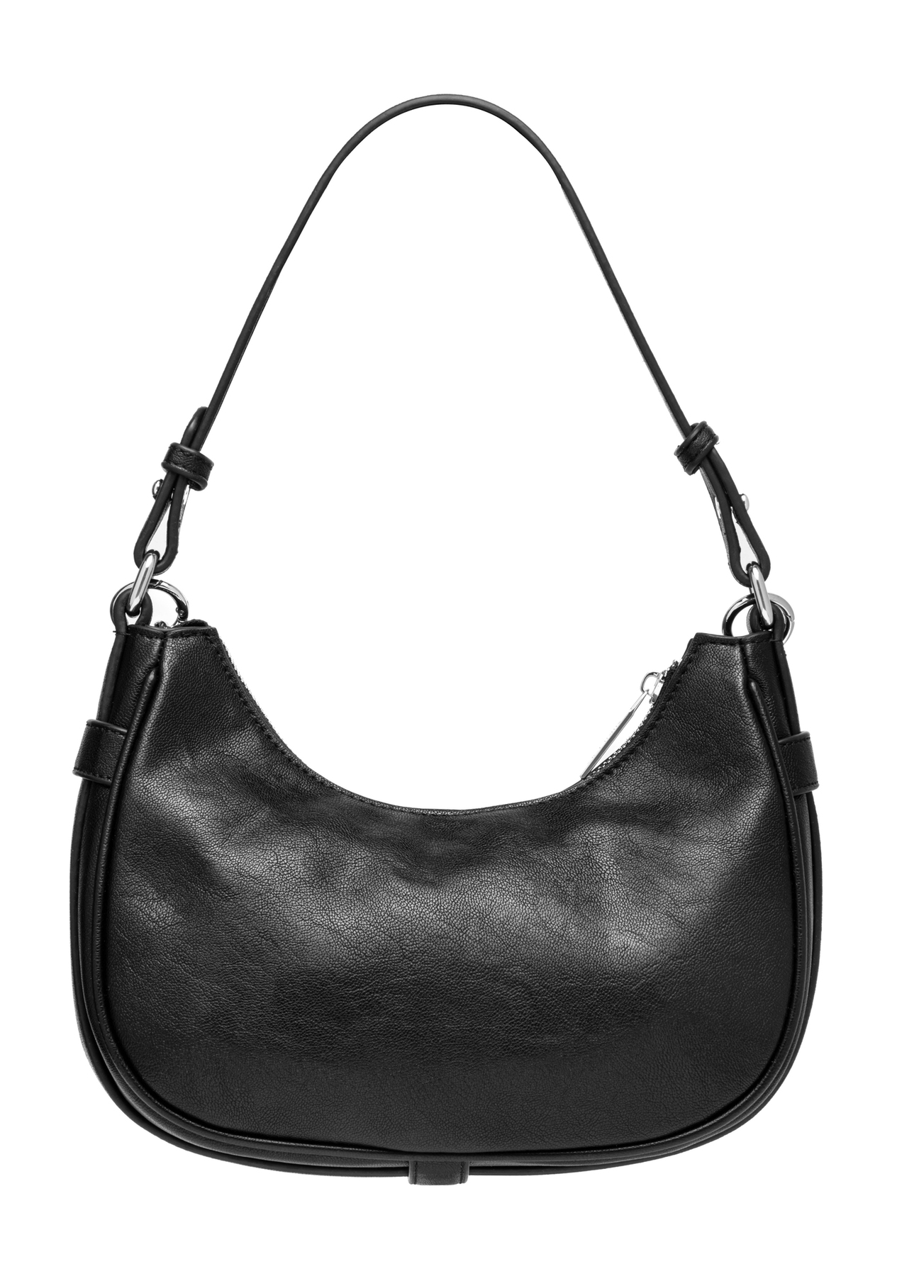 Black women's hobo bag with a jewelry-style accent TOREC-1326-99(Z26), rear view on a white background.