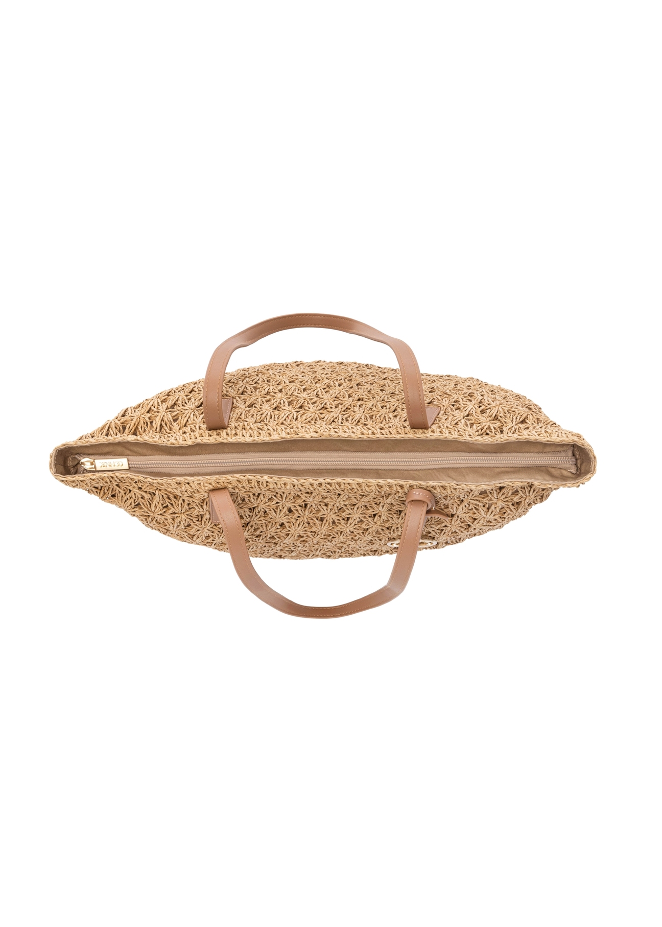 Straw shopper bag TOREC-1218-1E(W26) - product view from above, on a white background.