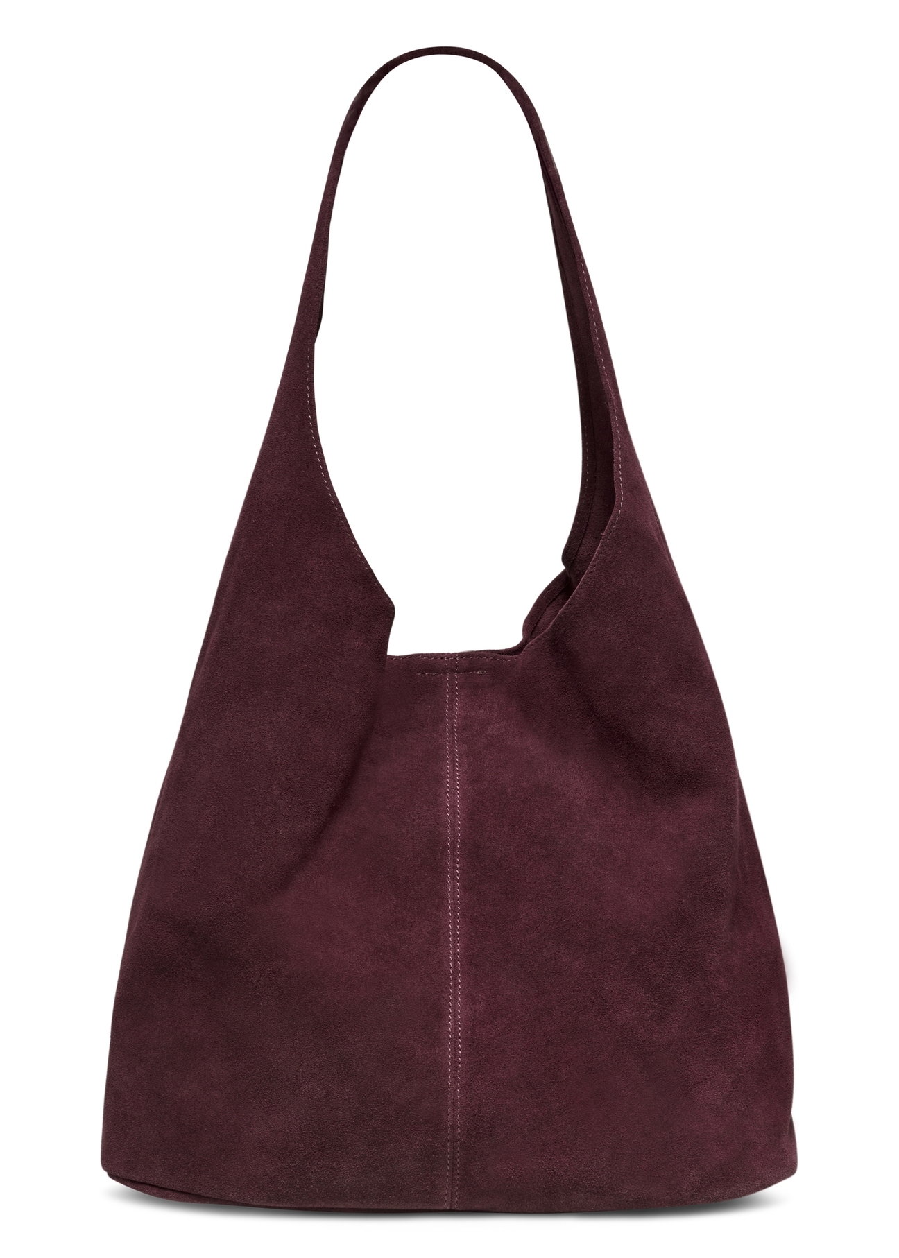 Burgundy suede shopper bag TORES-1403-4D(Z26) - product view from the back, on a white background.