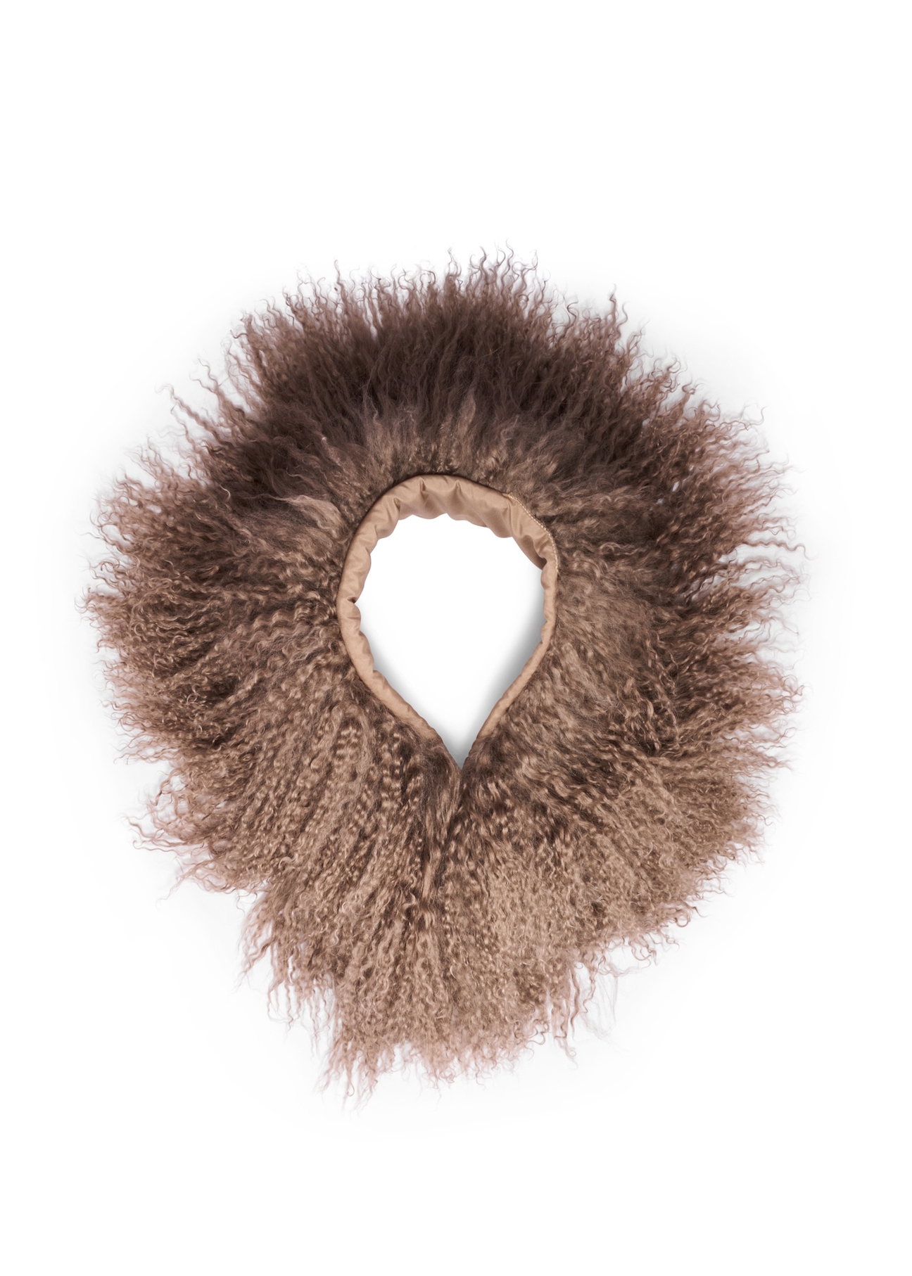 Brown natural fur scarf SZADF-0034-1K(Z26), front product view on white background.