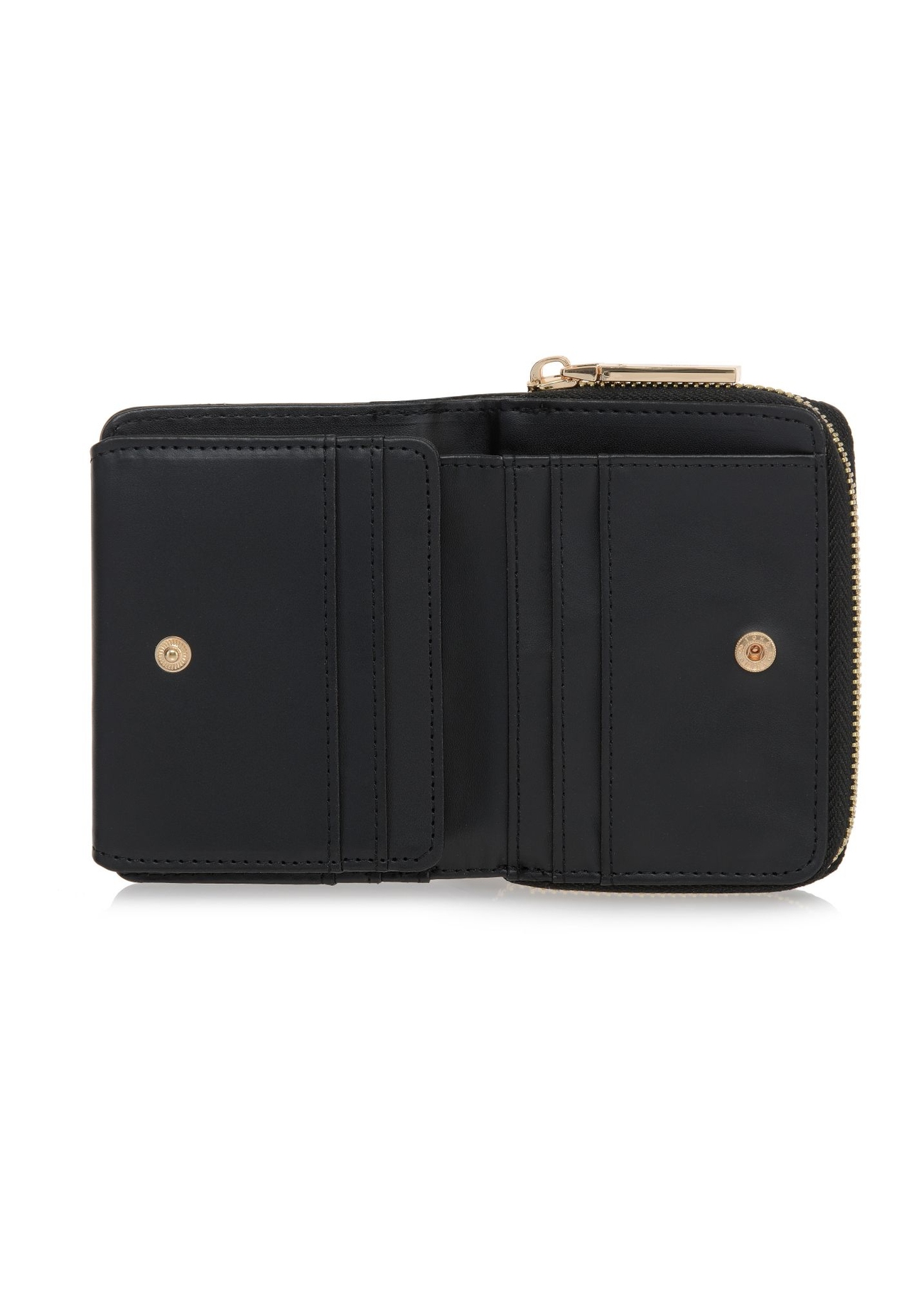 Small black women's croco wallet POREC-0352A-97(Z25), product view inside on white background.