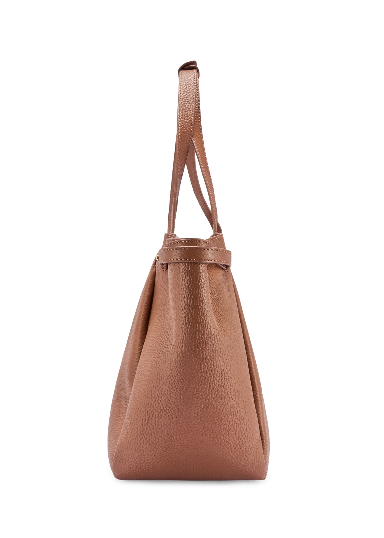Camel-colored leather shopper bag TORES-1207-1D(W26)