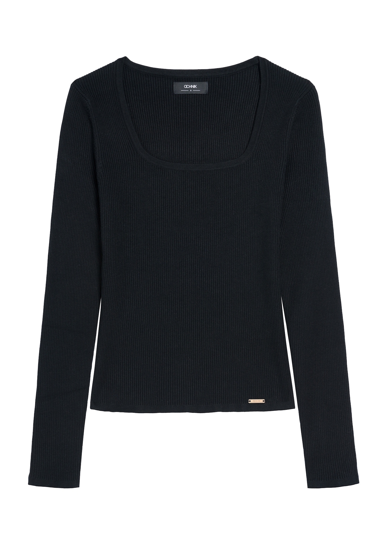 Black women's long sleeve blouse LSLDT-0051-99(Z25), front product view on white background.