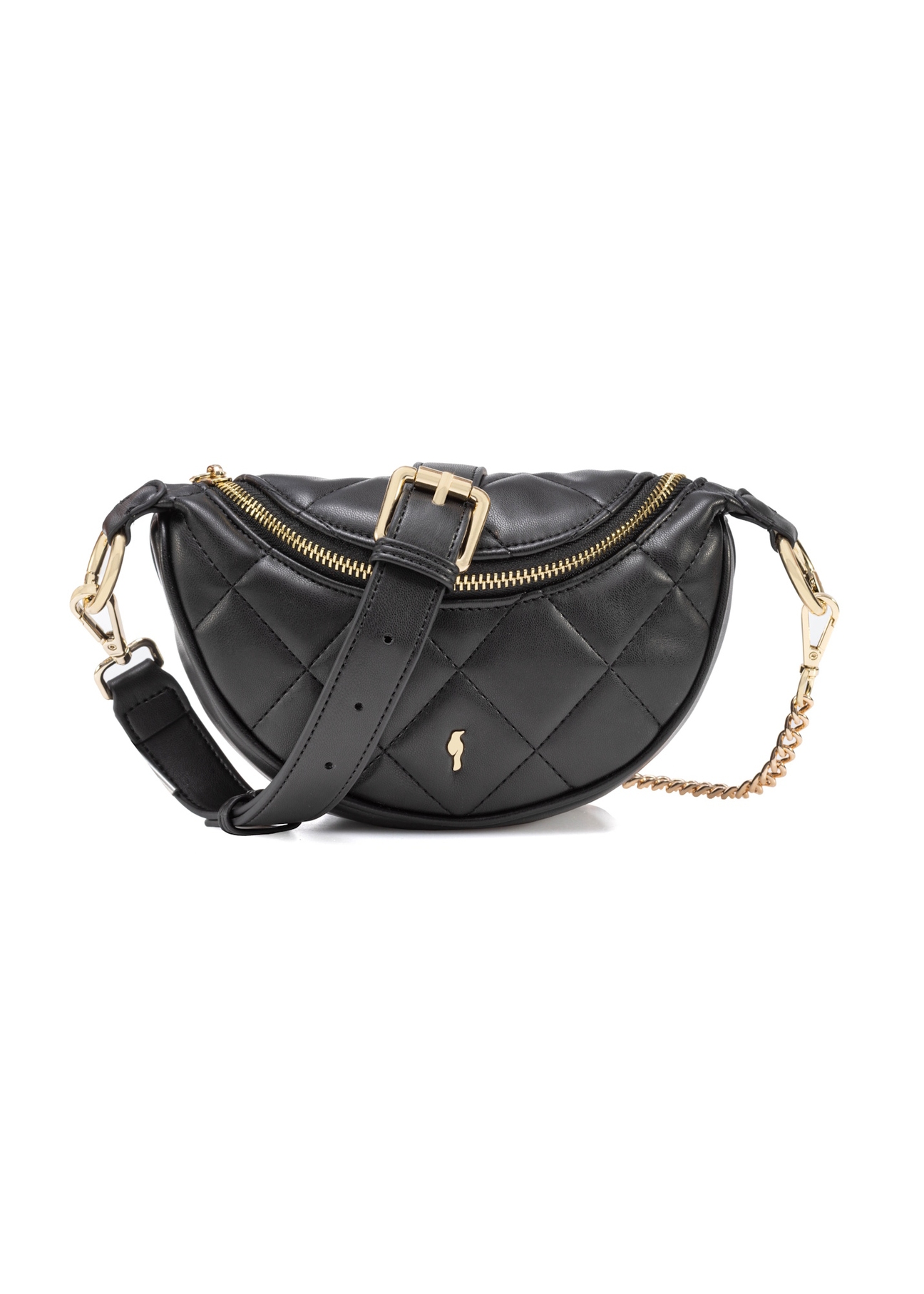 Black quilted women's handbag TOREC-1091-99(Z25), front product view on white background.