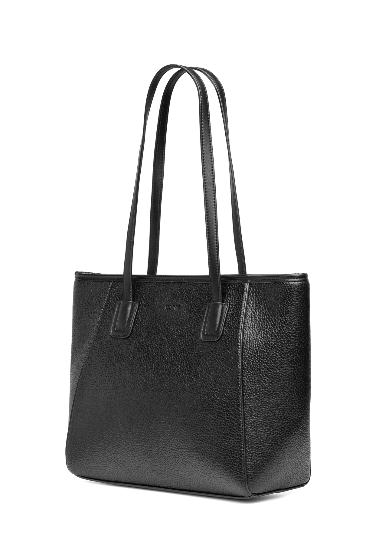 Black women's shopper bag TOREC-1162-99(W26), diagonal product view on a white background.