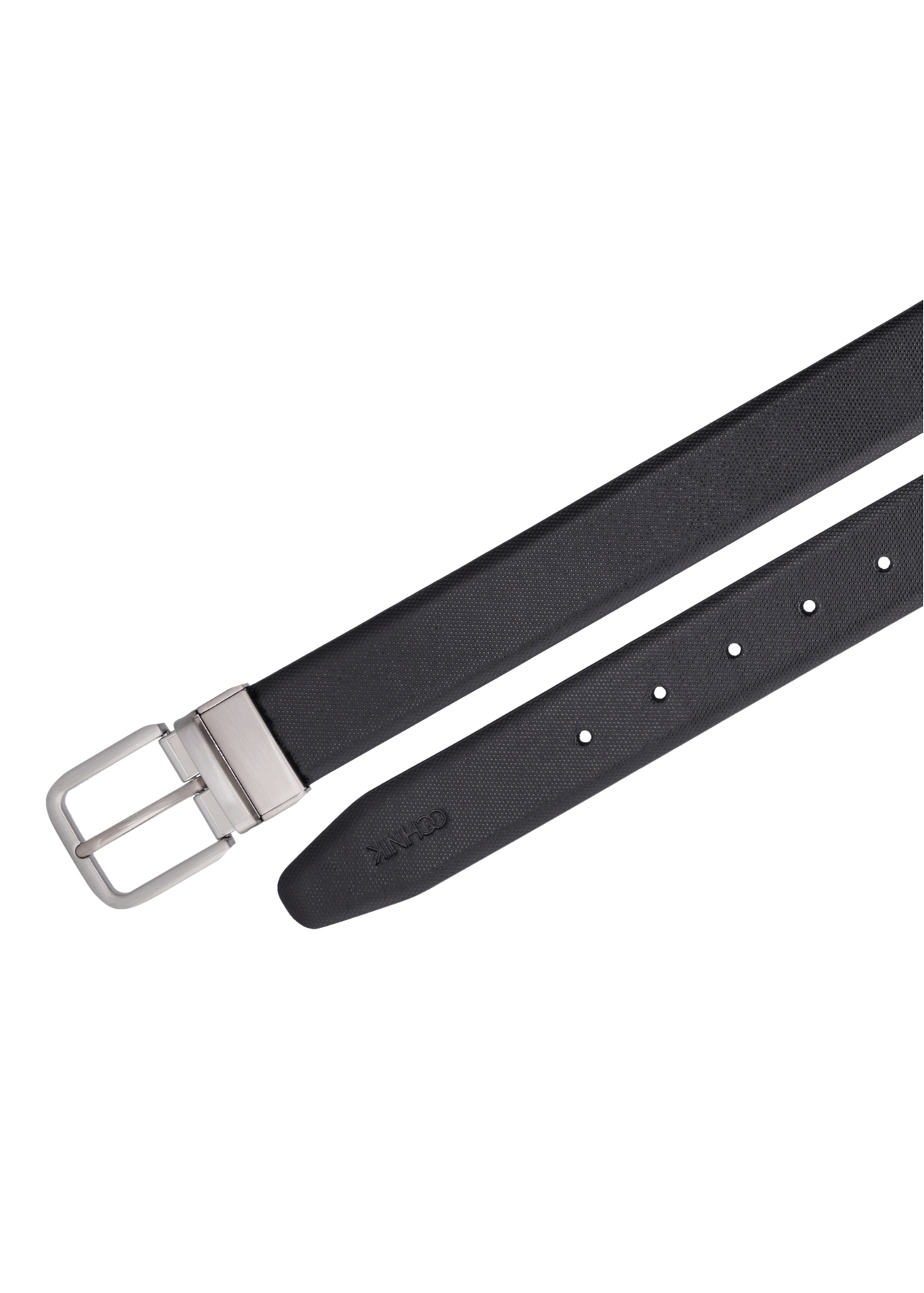 PASMS-0285-9J(Z26) men's double-sided leather belt, top view of the product on a white background.