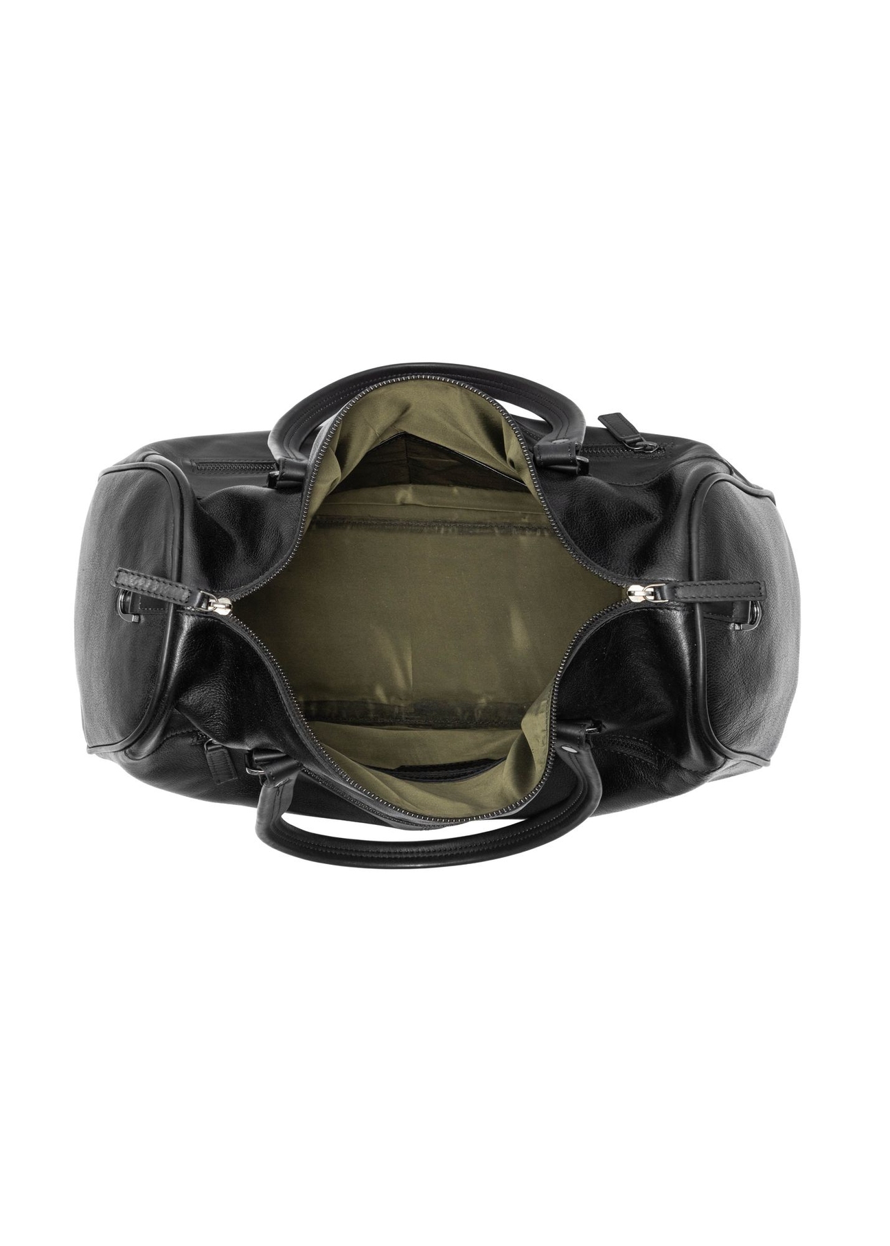 Men's black leather travel bag TORMS-0500-99(W26) - product view from above, on white background.