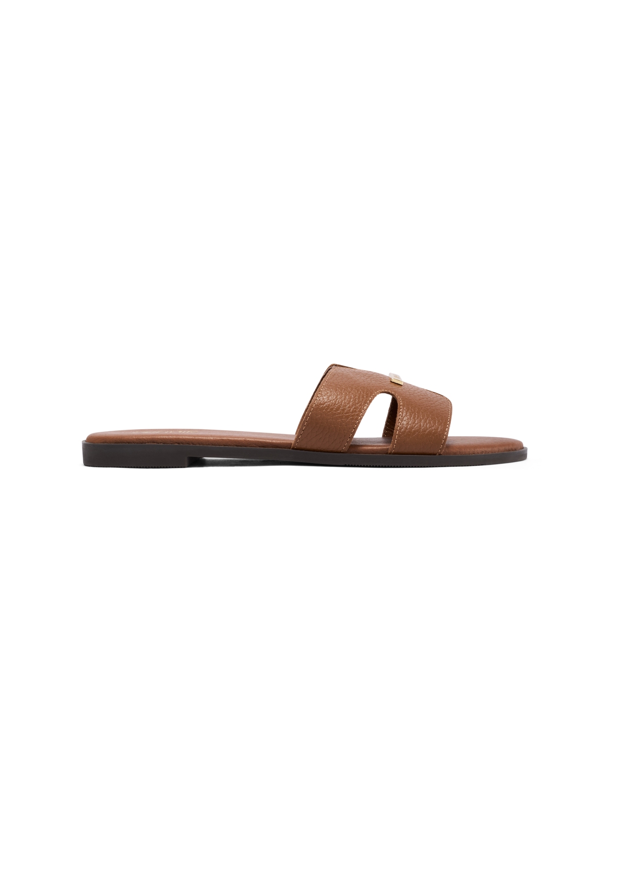 Women's camel flip-flops BUTYD-0725D-1D(W26), side product view on a white background.