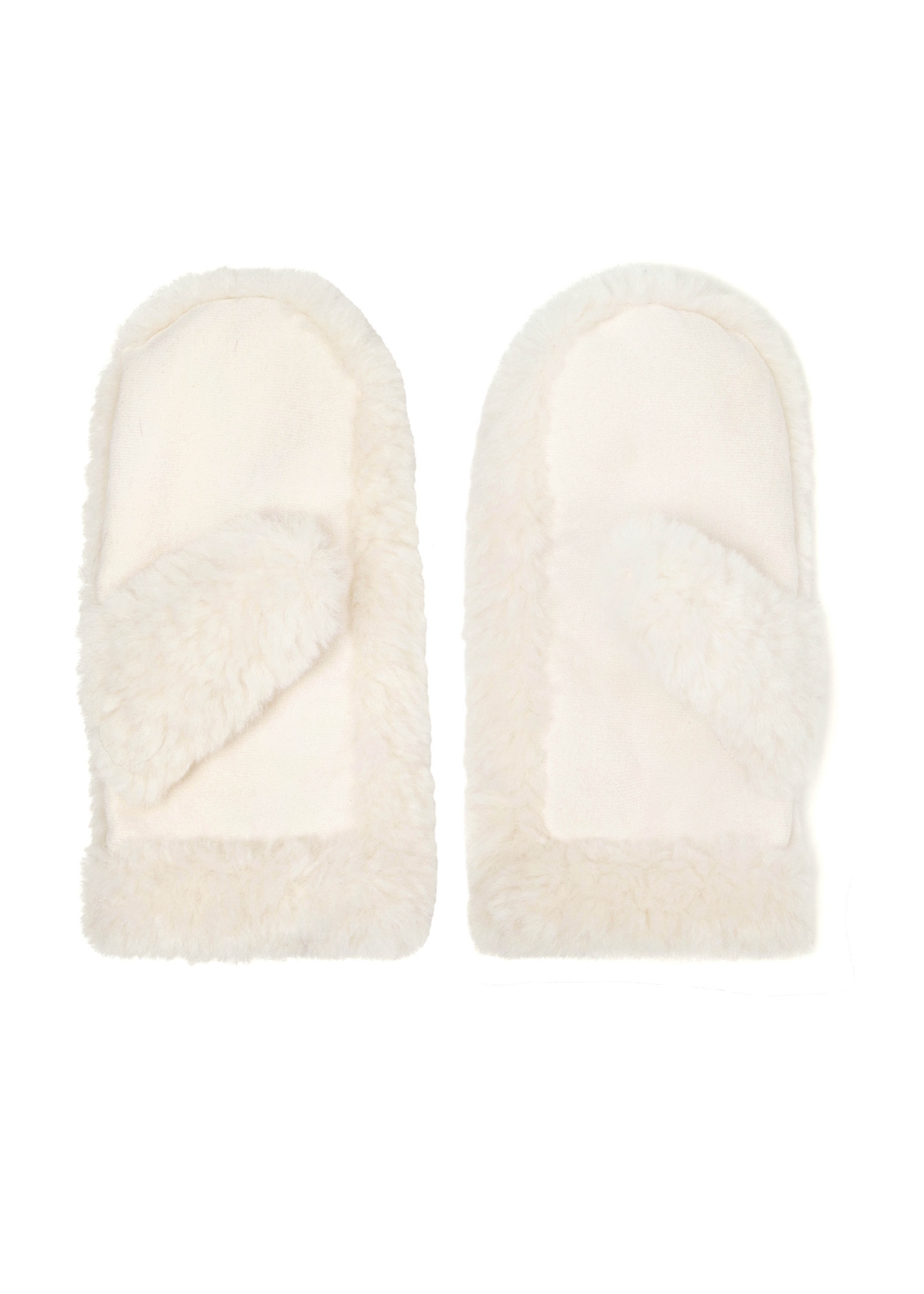 Cream women's winter gloves REKDF-0036-0B(Z26), back view of the product on a white background.