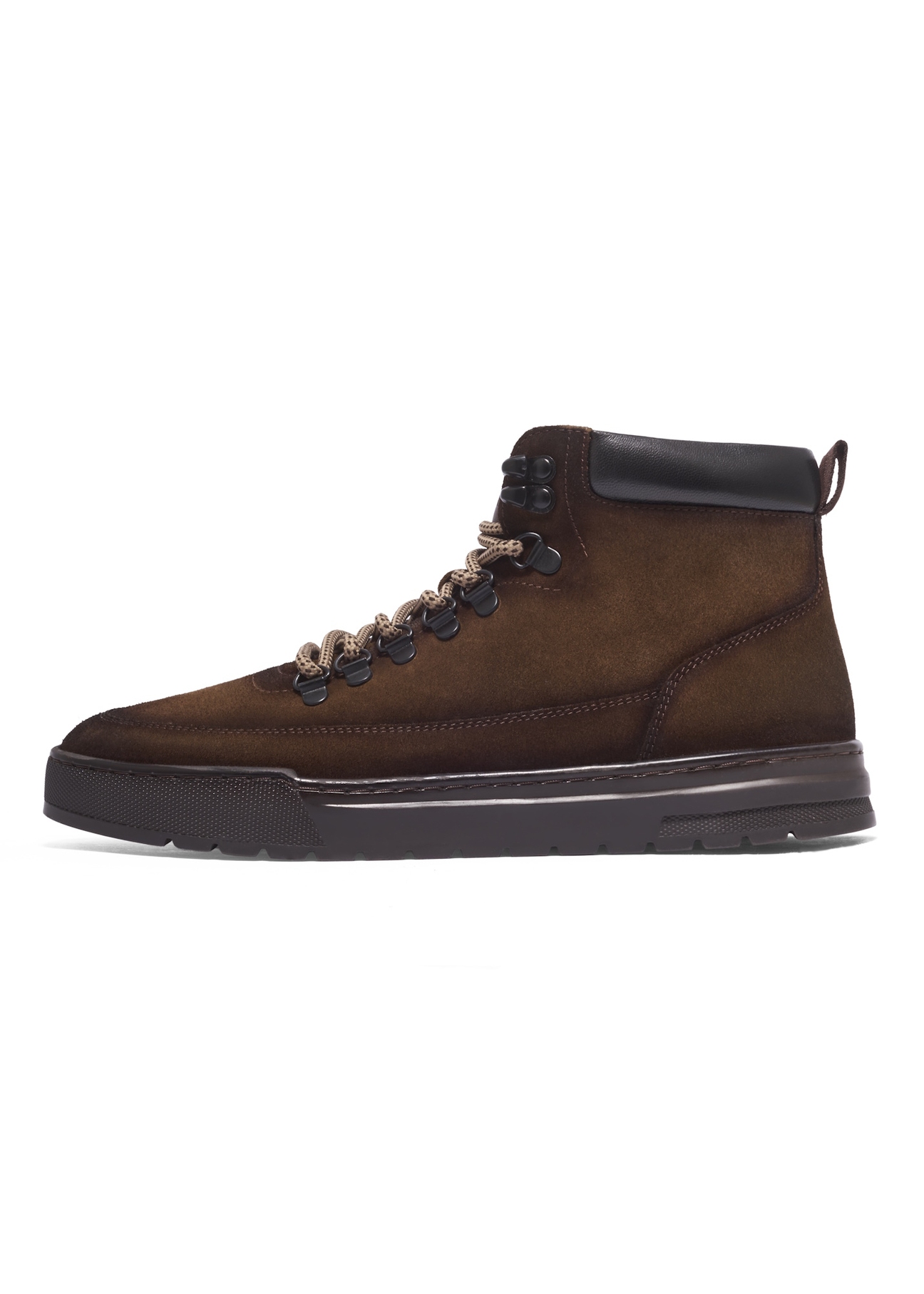 Men's suede shoes in cognac color BUTYM-0576-1H(Z26), side view of the product on a white background.