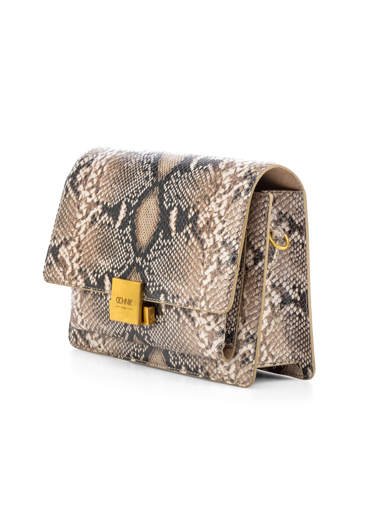 Women's leather handbag with animal motif TORES-1165-86(Z25), diagonal view of the product on a white background.