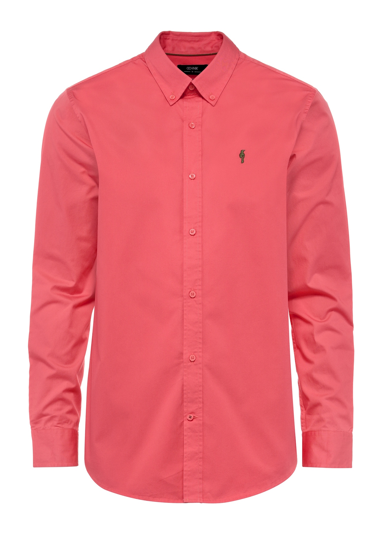 Coral cotton men's shirt KOSMT-0342-18(W25), front product view on white background.