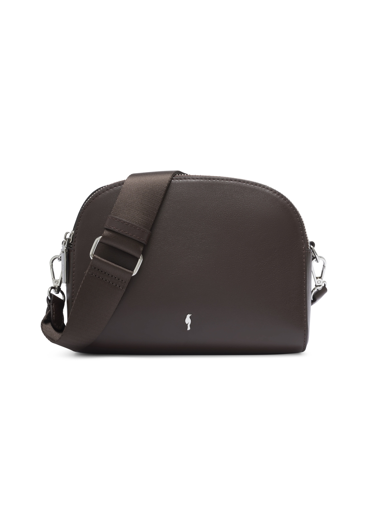 Small brown two-compartment leather women's handbag TORES-1349-1H(Z26), front product view on a light background.