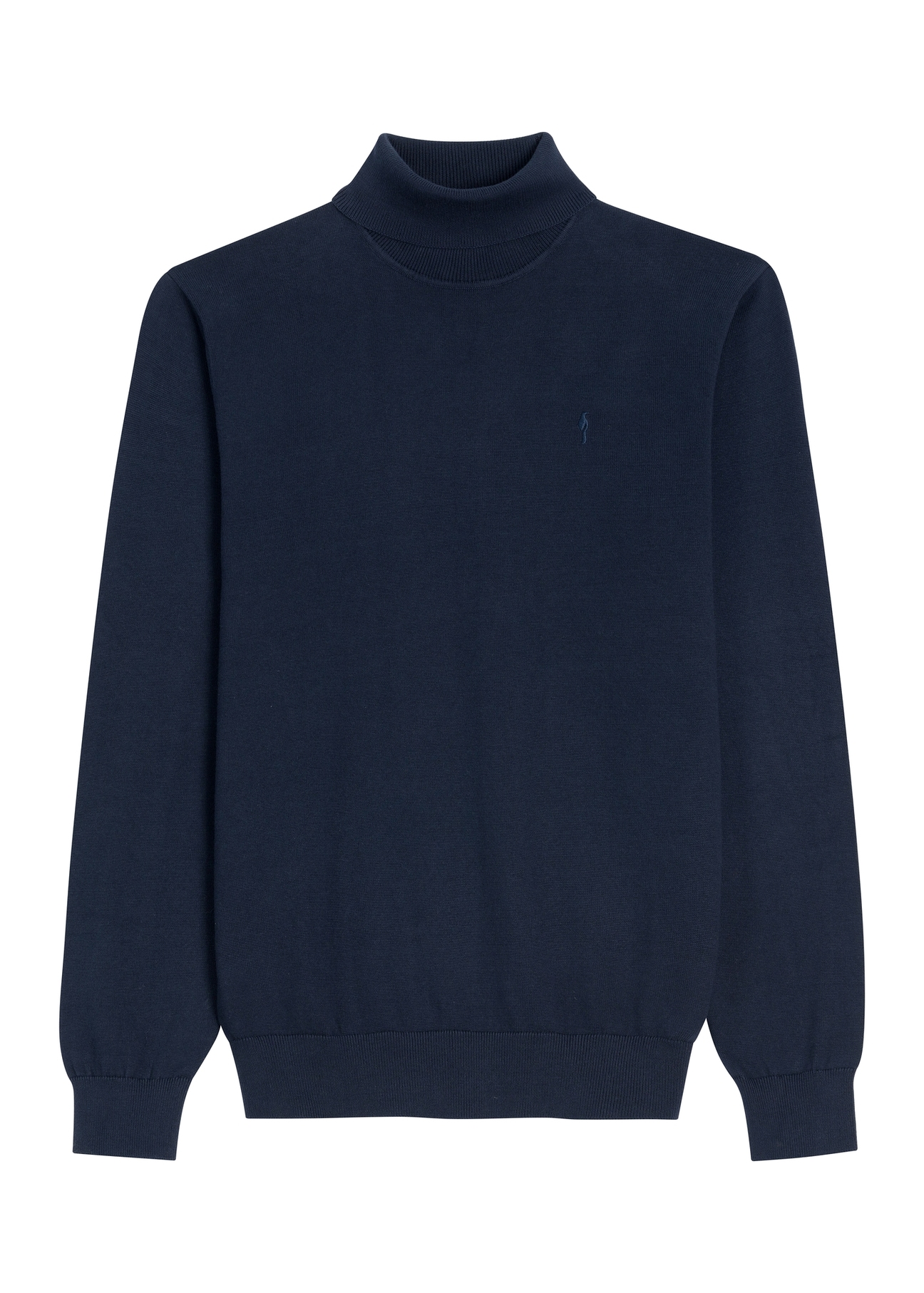 Men's turtleneck sweater in navy blue SWEMT-0095B-7E(Z26), front product view on white background.