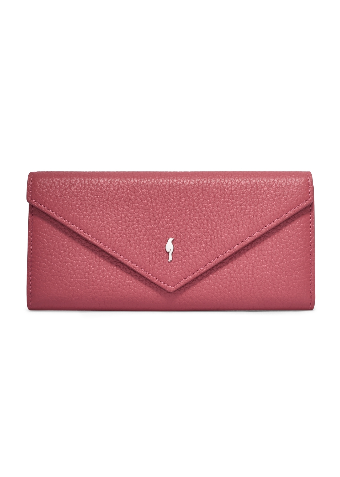 Large pink leather women's wallet PORES-1016-5B(Z26), front product view on white background.