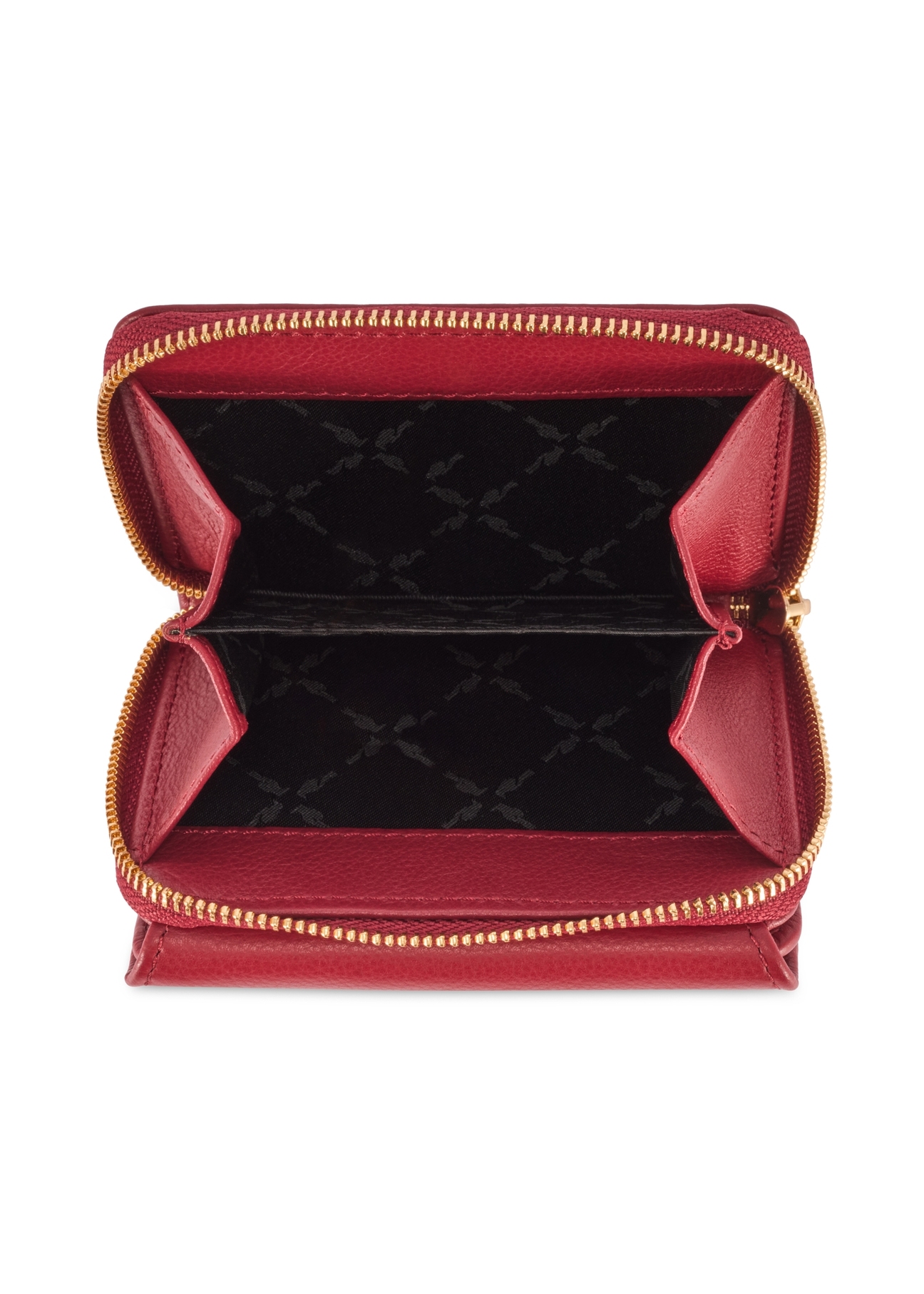 Small red leather women's wallet PORES-0990-4C(W26), product view from above on a white background.