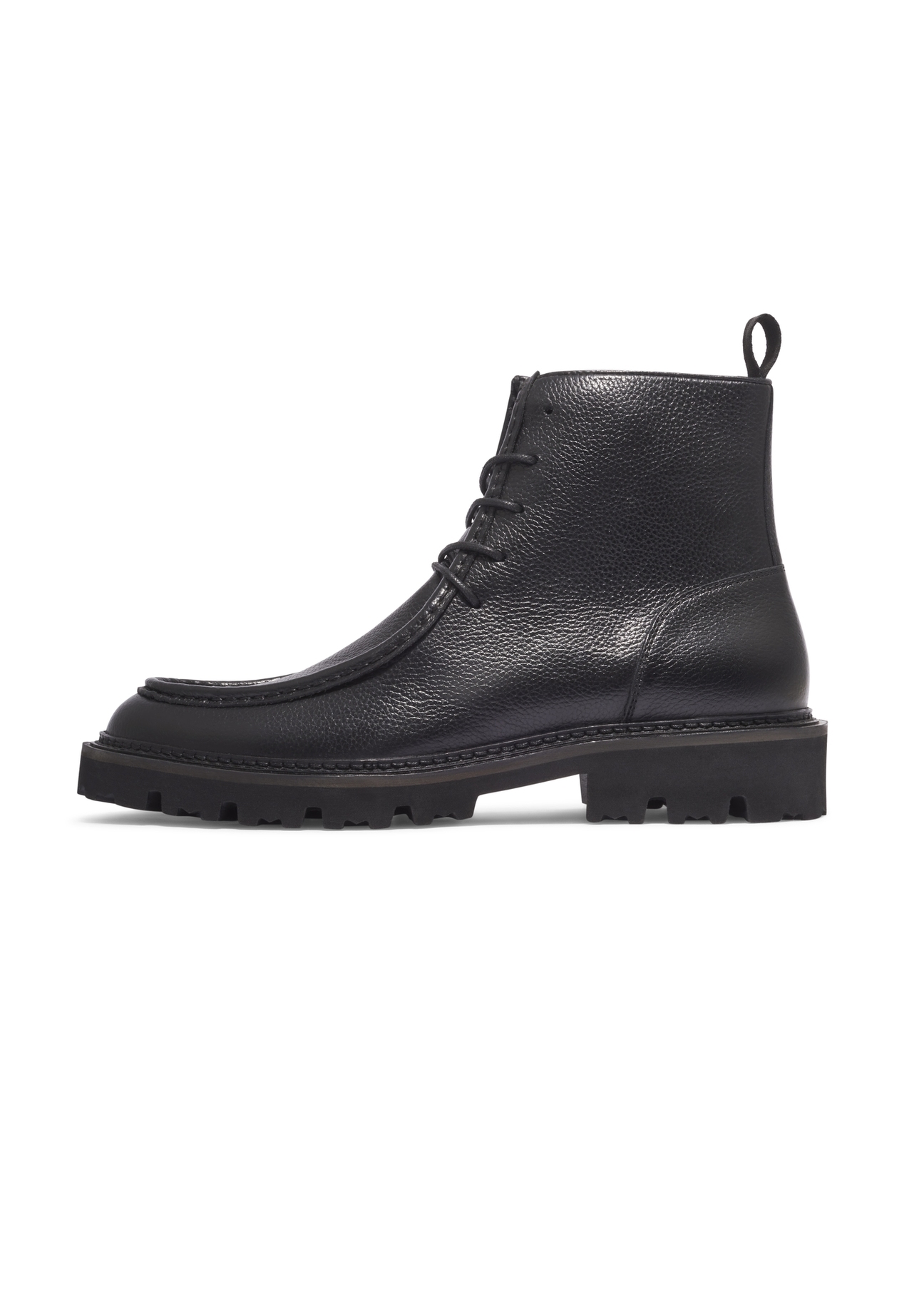 Men's black leather ankle boots BUTYM-0578-9I(Z26), side view of the product on a white background.