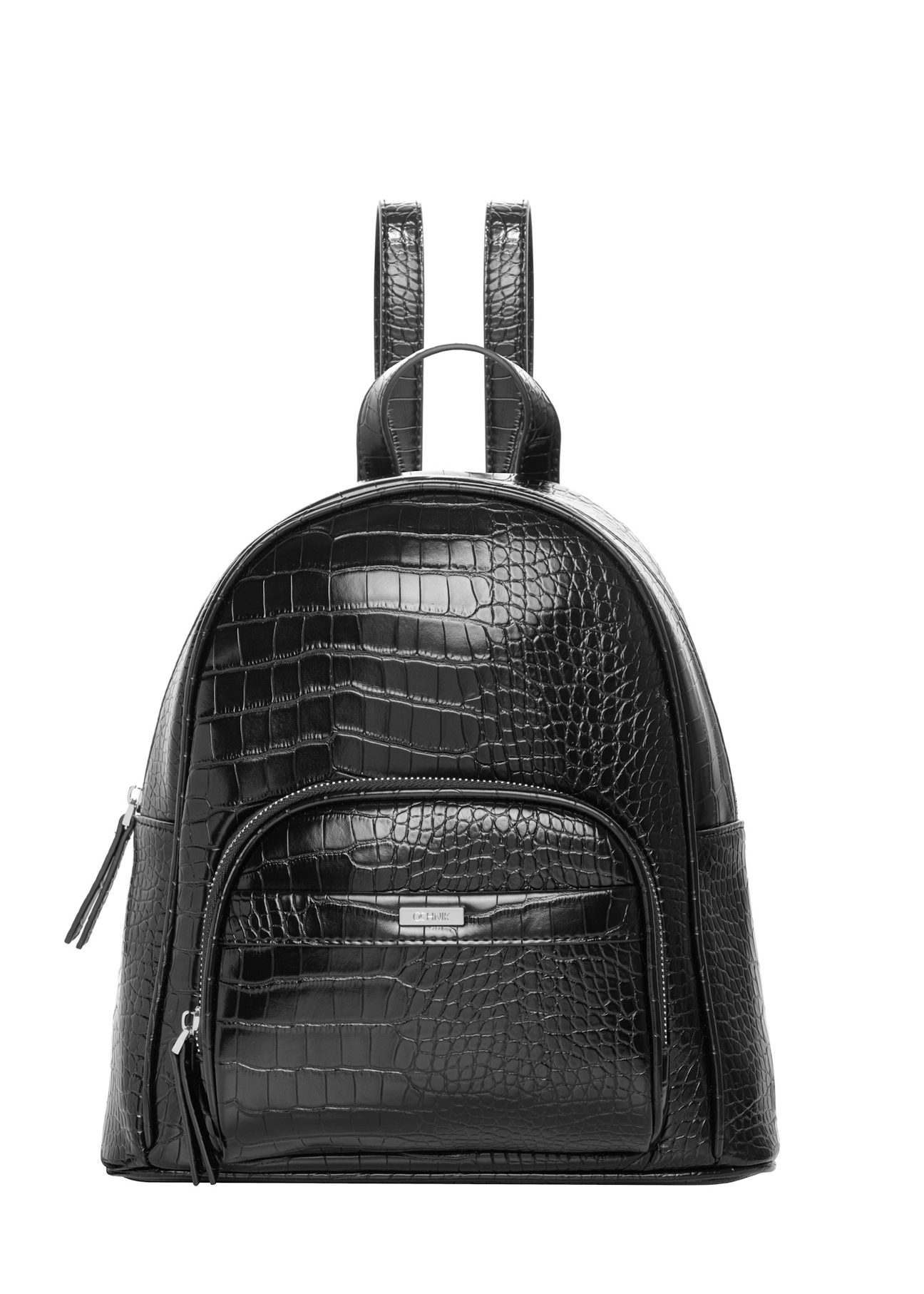 Black croco women's backpack TOREC-1263-9G(Z26), front product view on a light background.