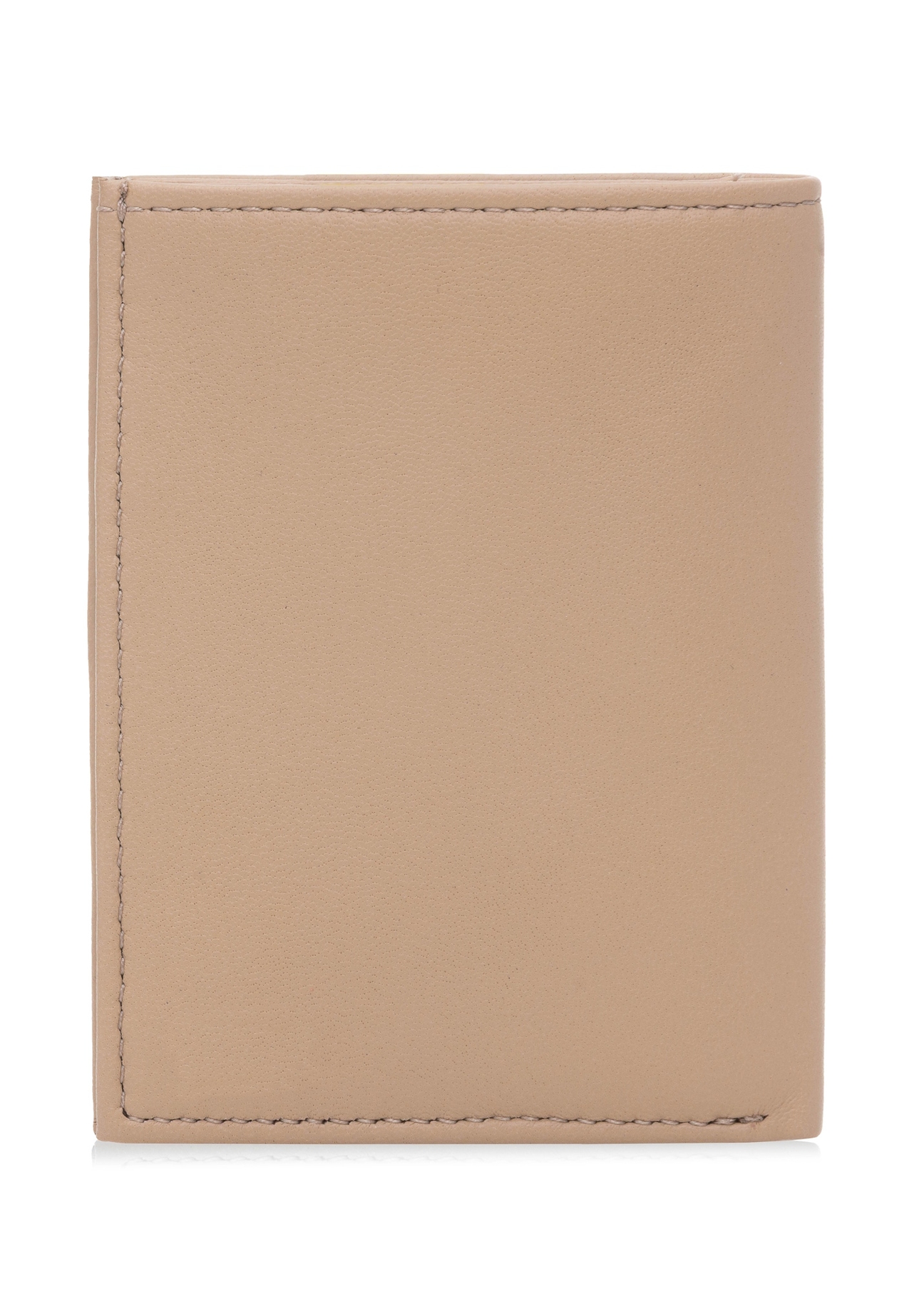 Small beige leather women's wallet PORES-0947-81(W25), back view of the product on a white background.