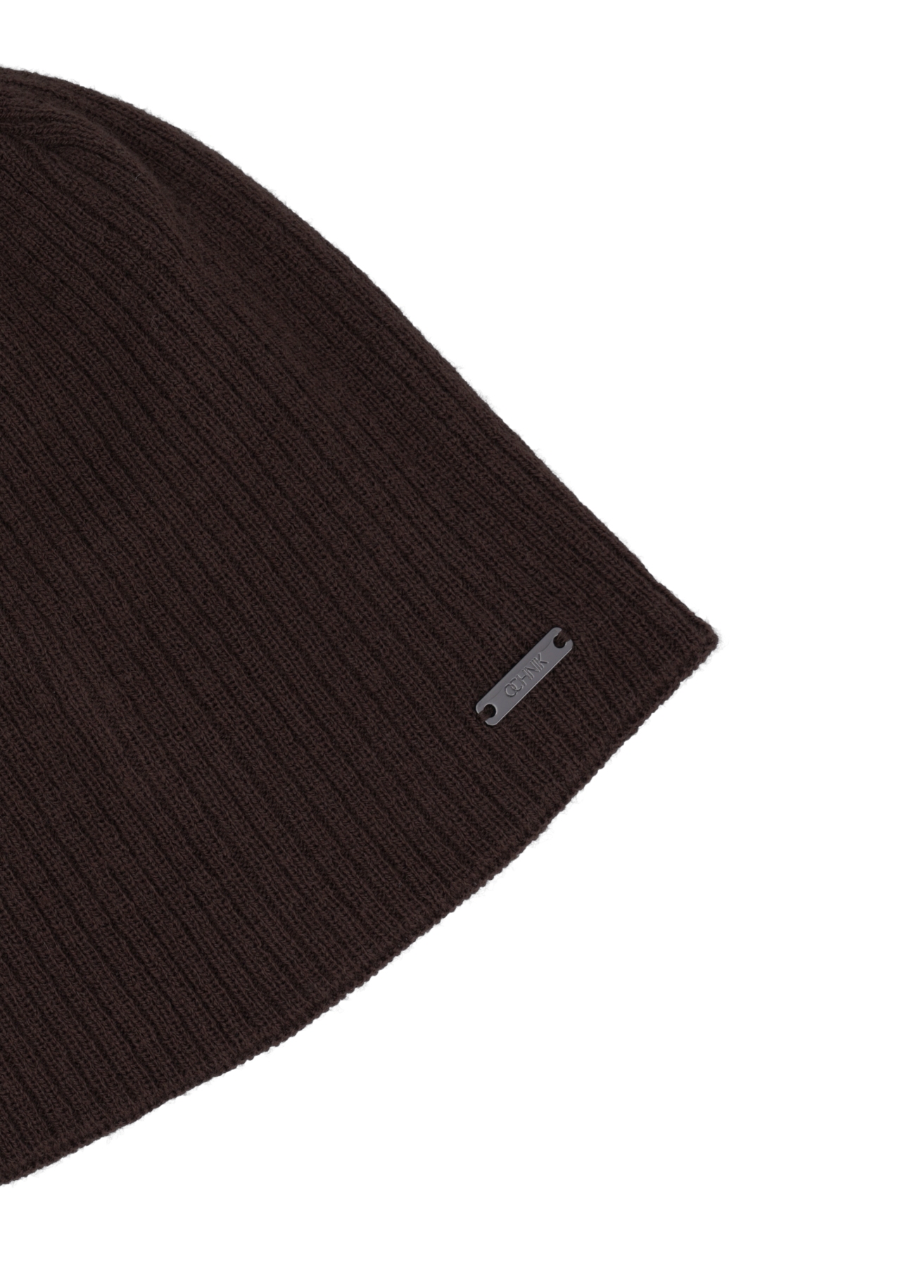 Brown men's winter hat CZAMT-0046A-1I(Z26) - close-up detail, on white background.