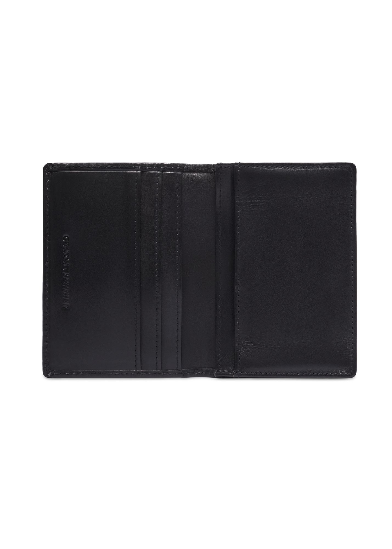 Black leather card case PORMS-0703-99(Z26) - product view from above, on white background.
