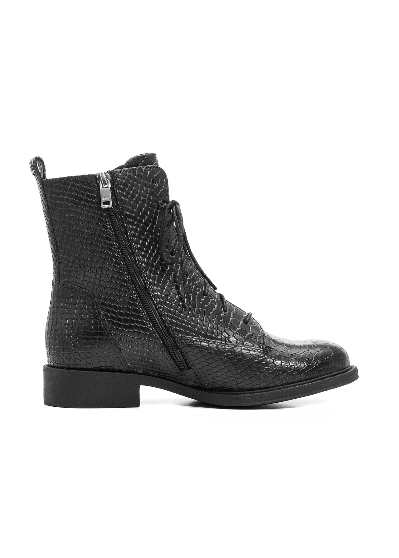 Women's leather ankle boots BUTYD-1200-99(Z25), side view of the product on a white background.