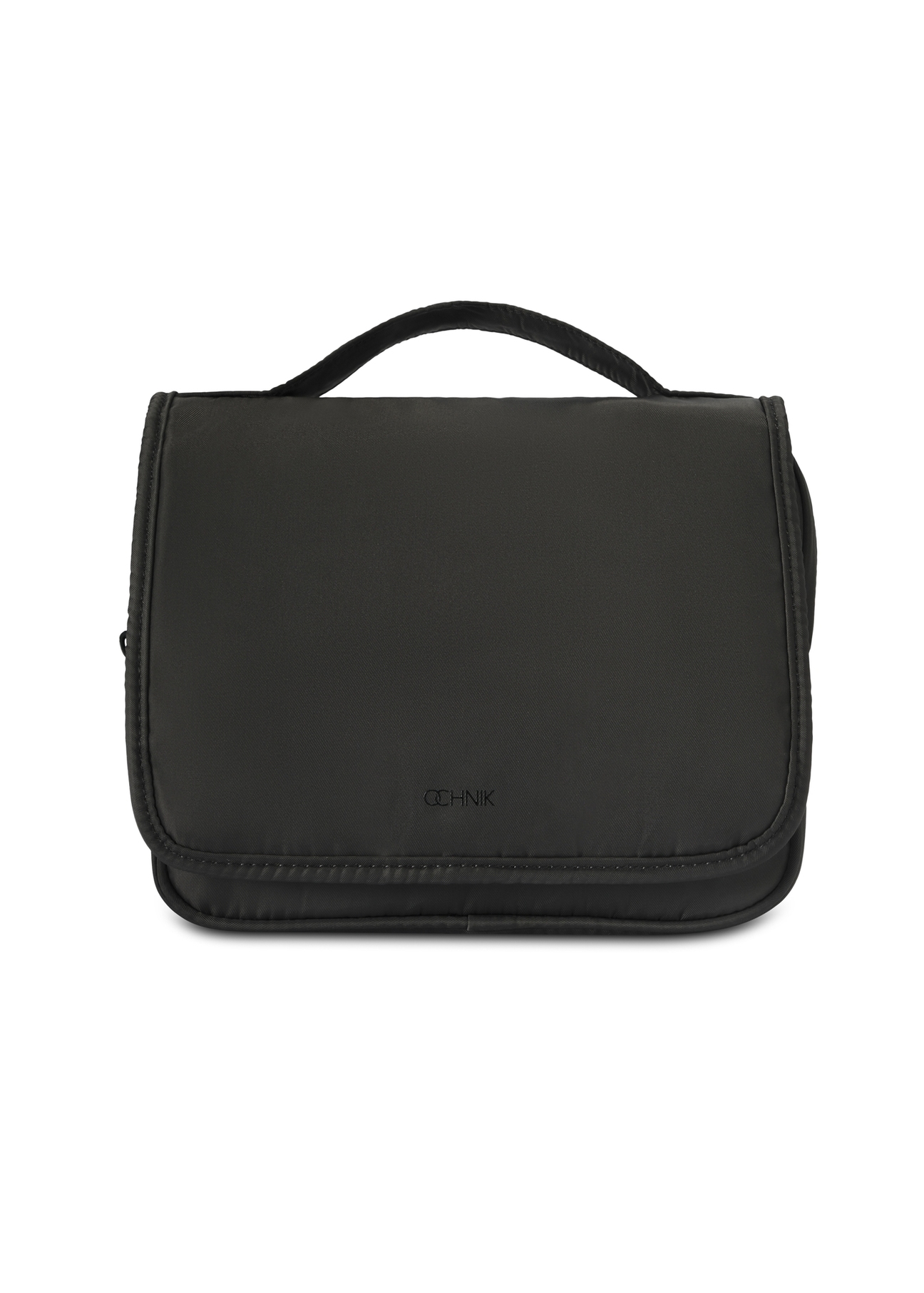Men's cosmetic bag in black TORMN-0370-99(Z25), product view from the front on a white background.