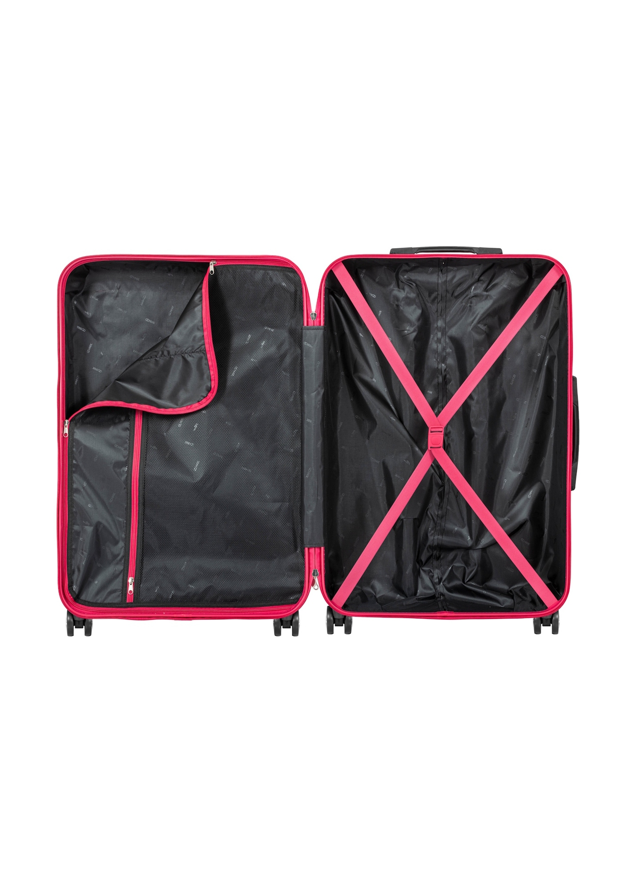 Large suitcase on wheels WALAB-0040-5E-28(W26), product view inside on white background.