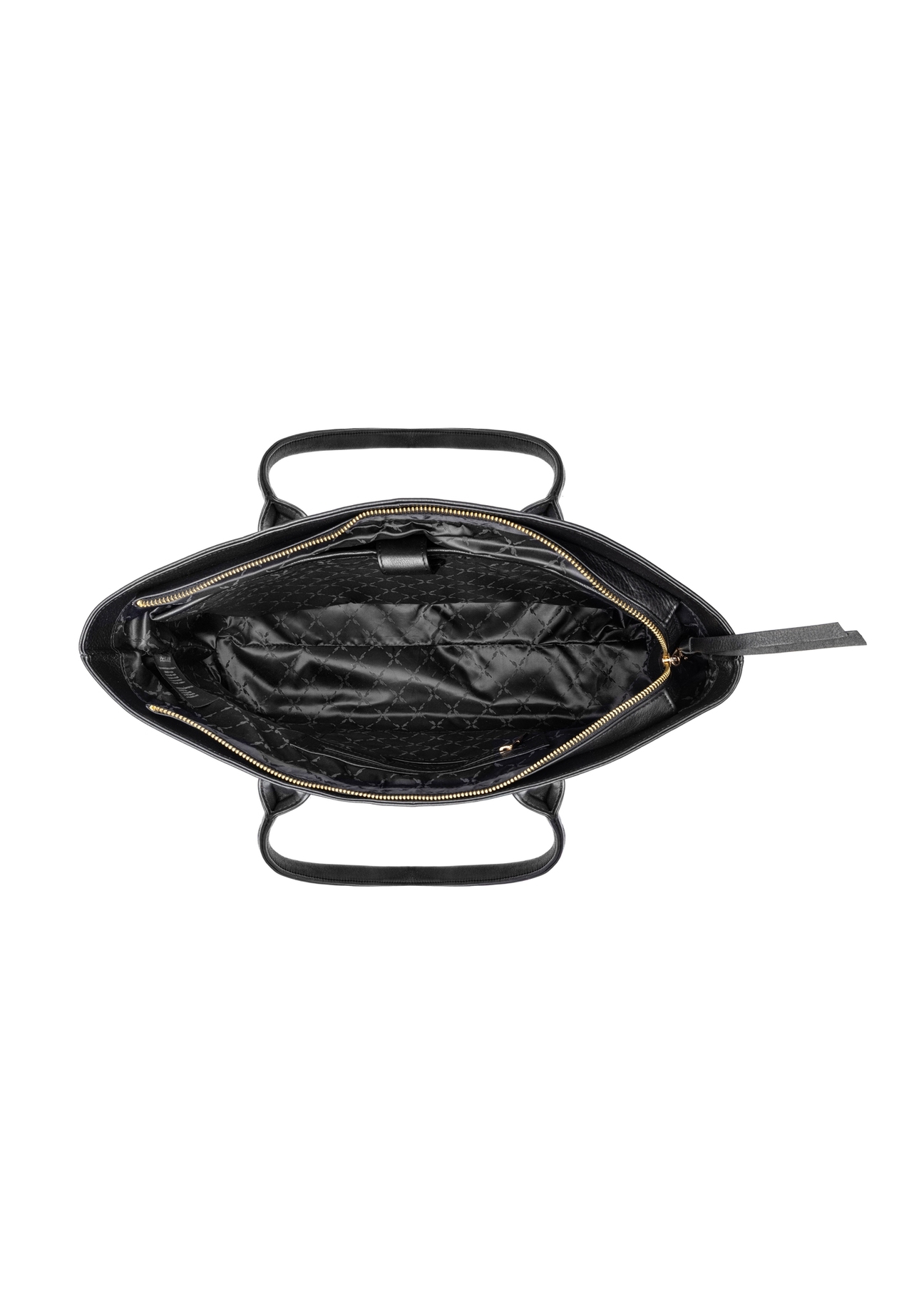 Women's leather handbag with laptop compartment TORES-1314-99(Z26), product view from the inside on a white background.